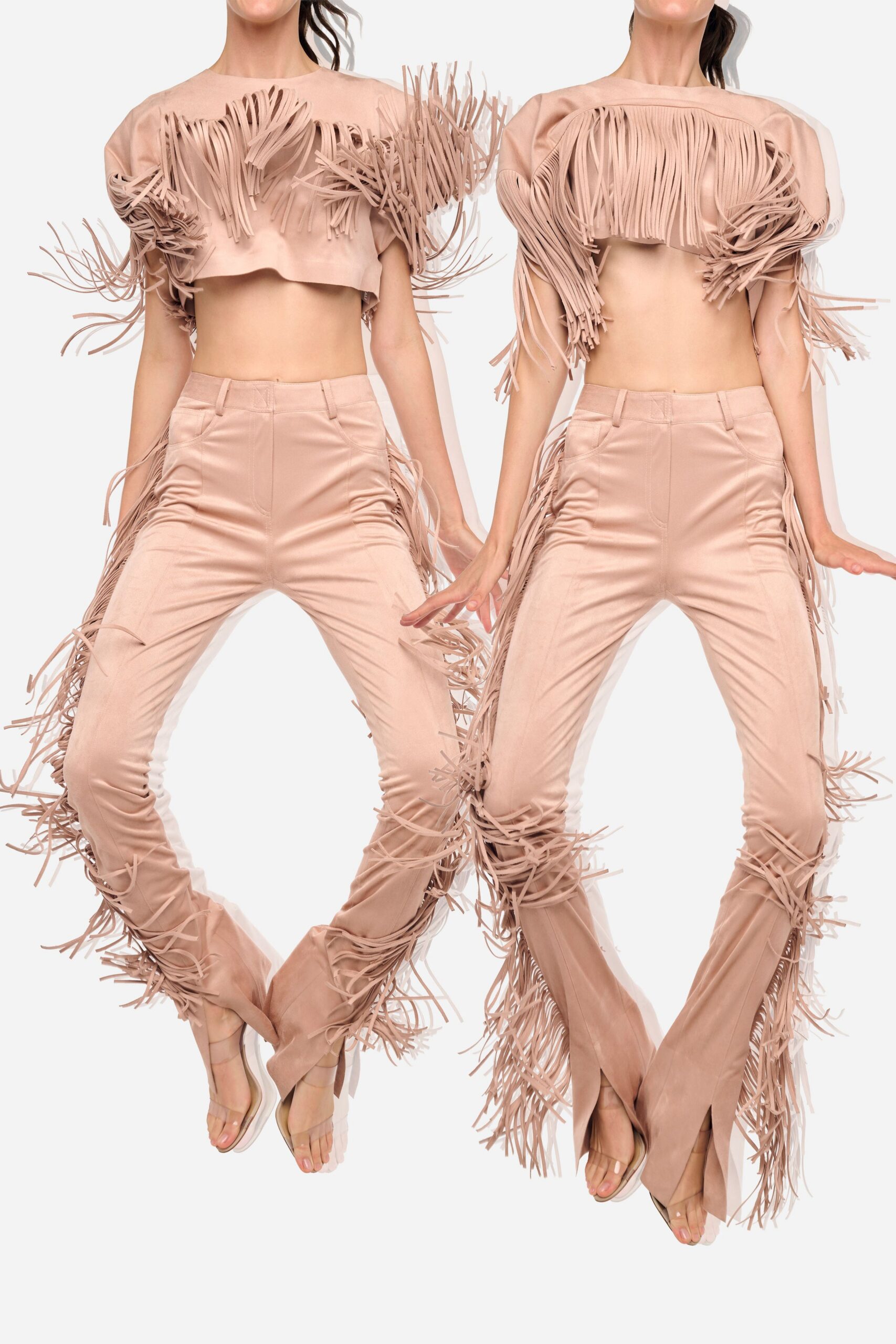 fringed satin crop top