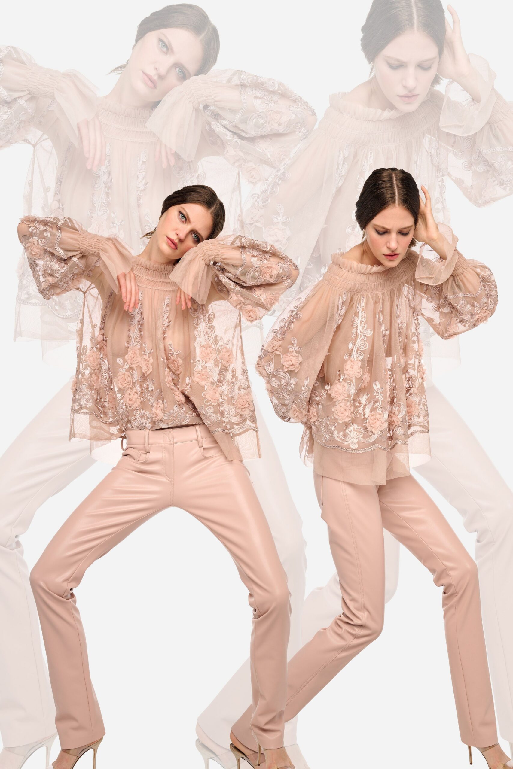 sheer embroidered floral peasant blouse