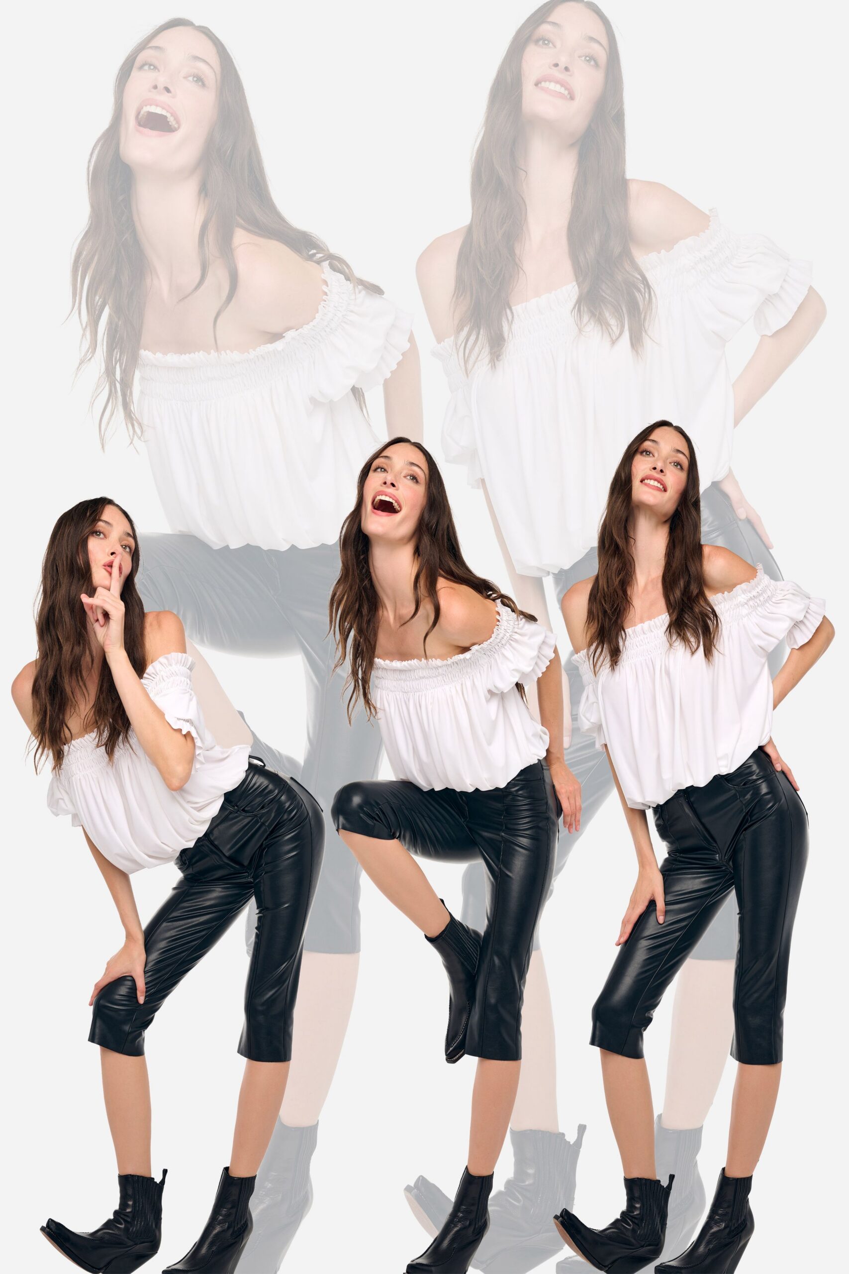white off-shoulder peasant blouse