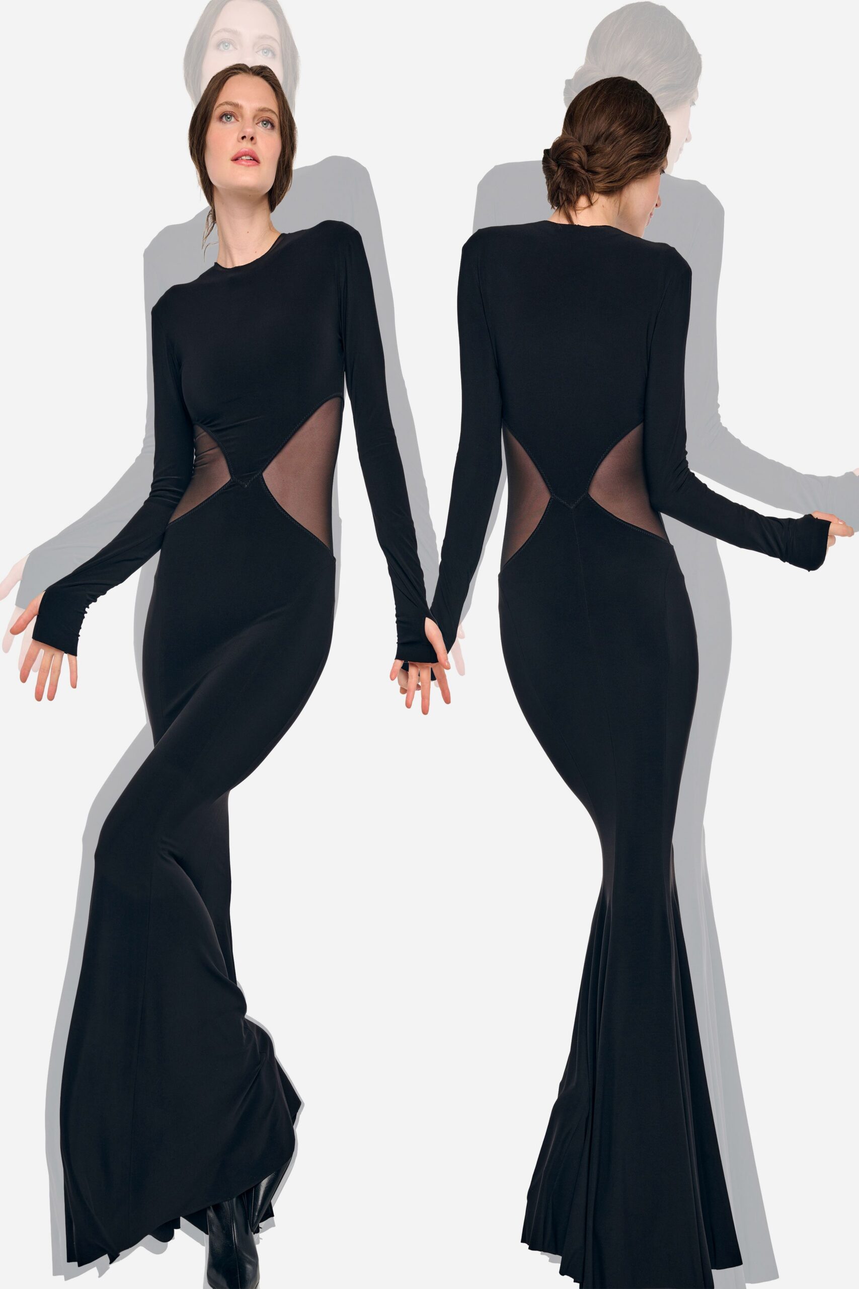 black mesh cutout mermaid gown