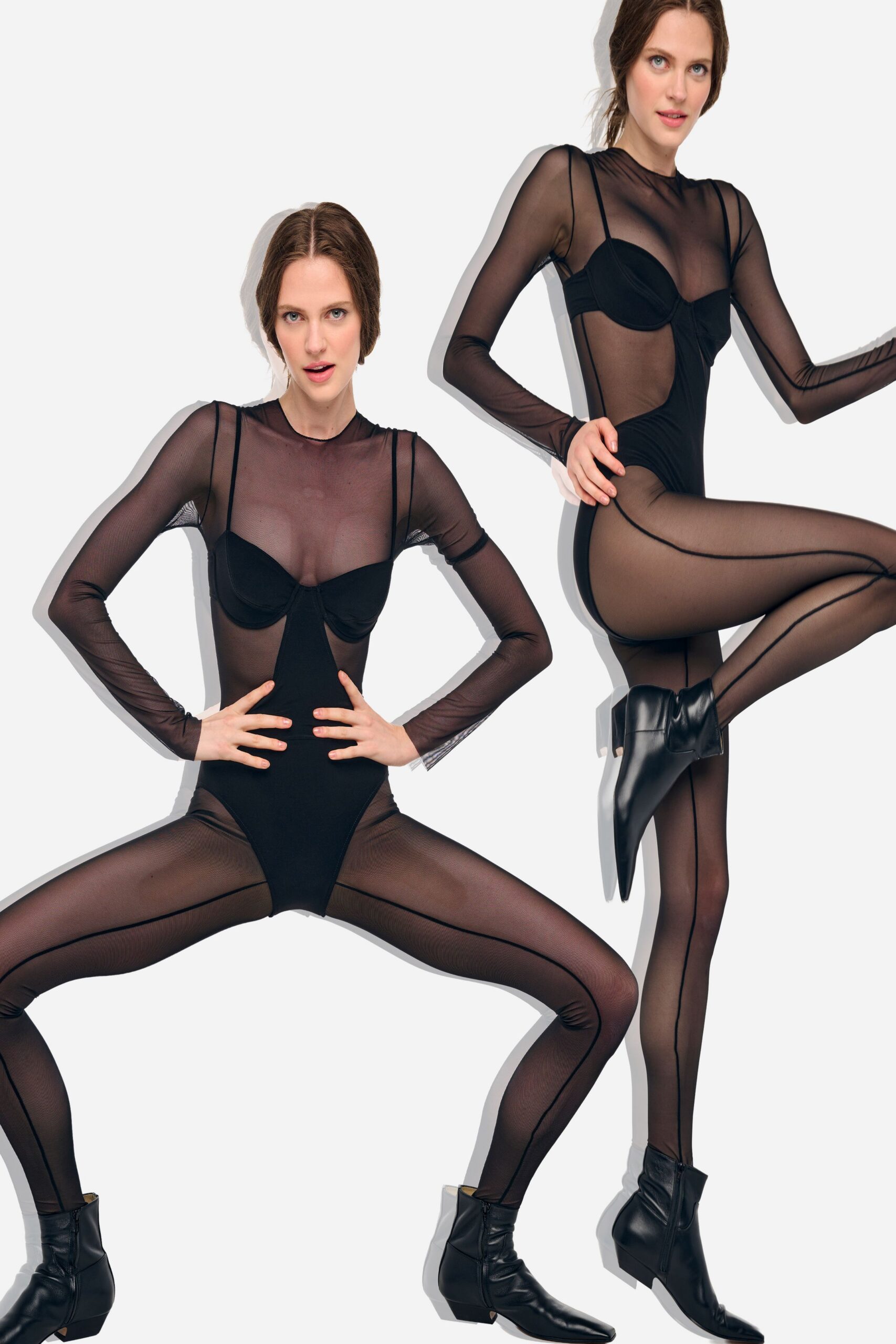 sheer illusion mesh catsuit