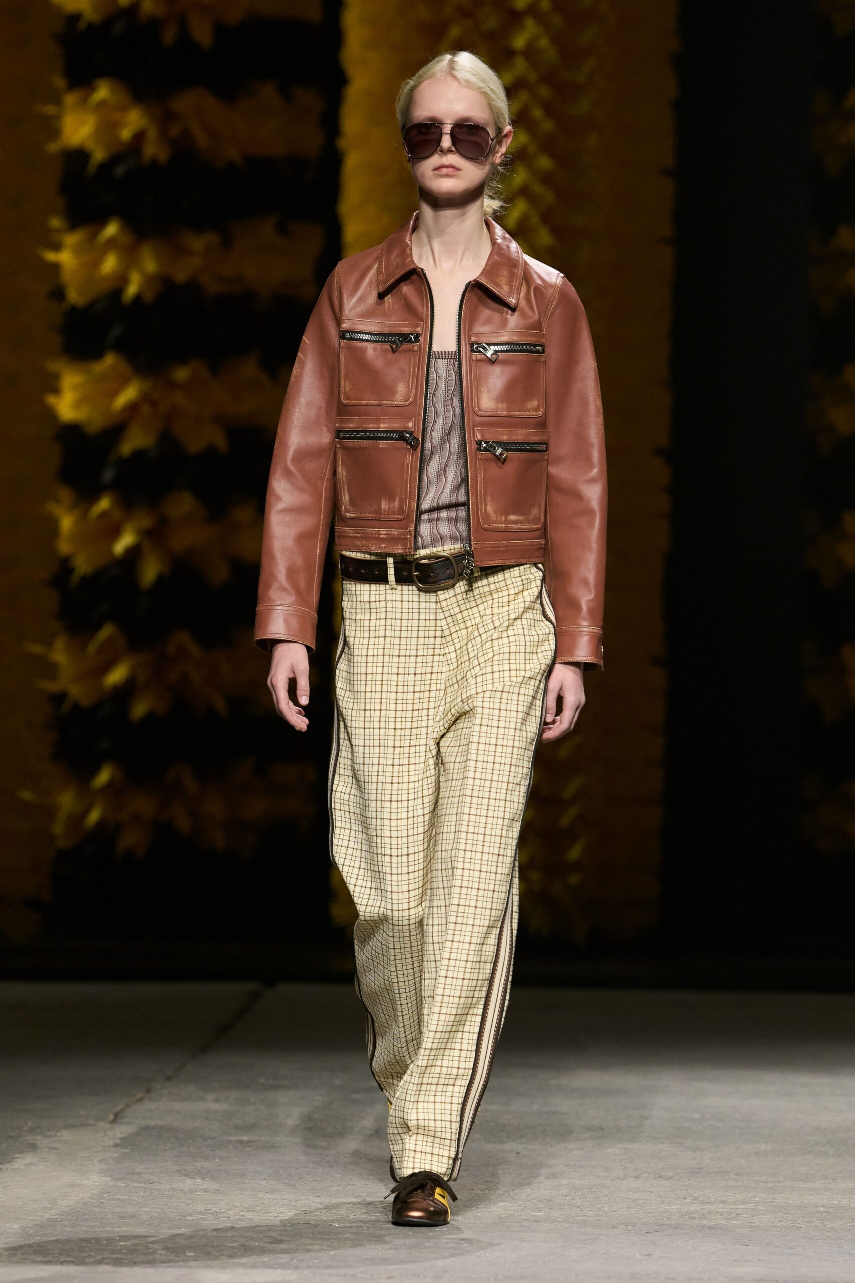 brown leather utility jacket