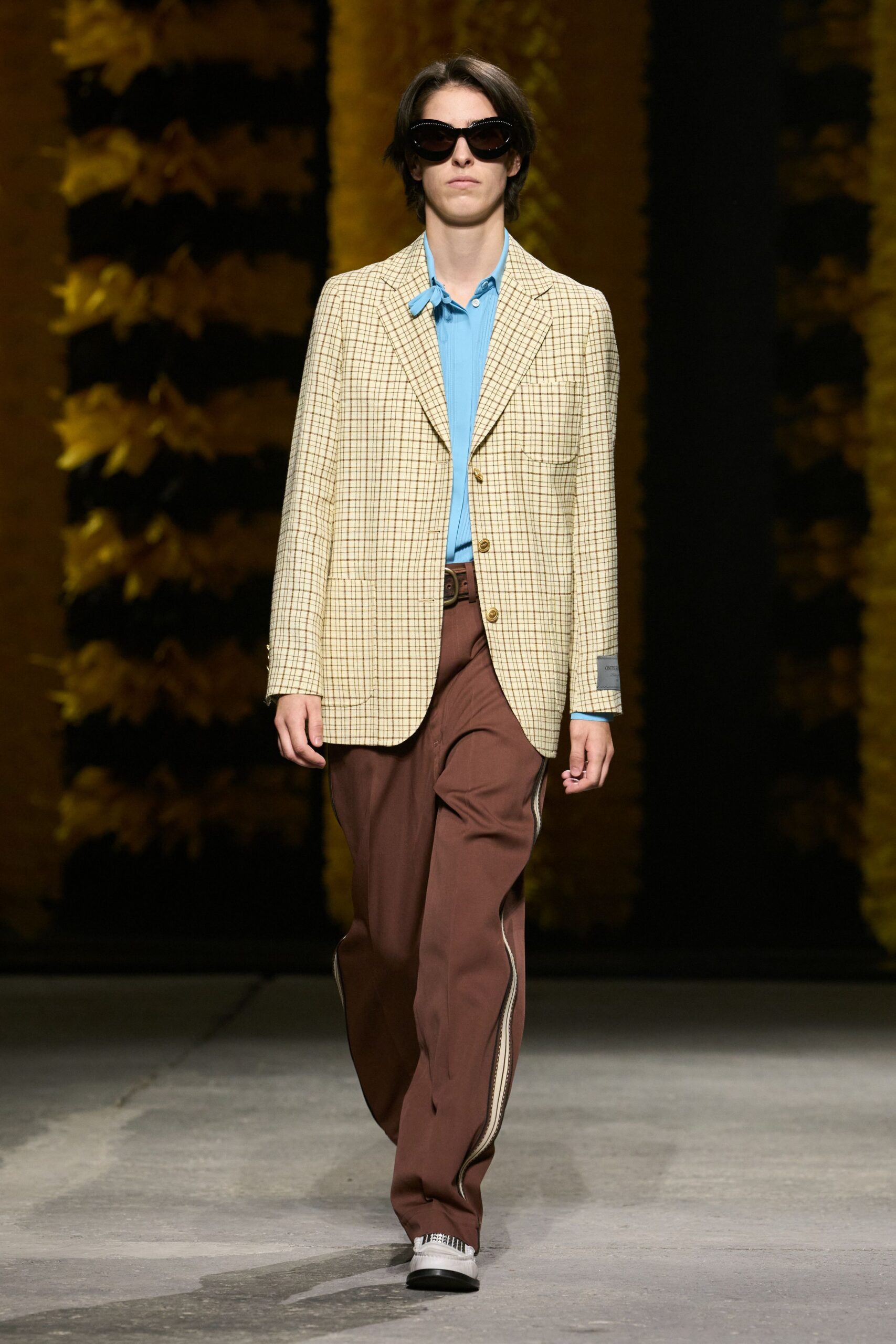 checked single-breasted blazer