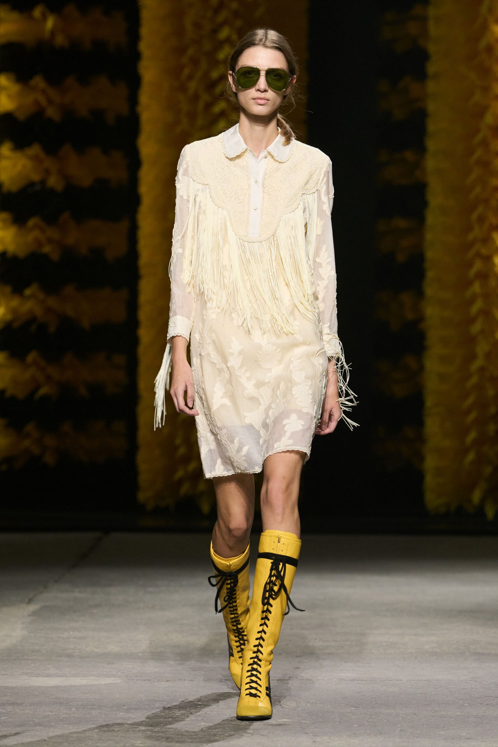 ivory fringed western mini dress