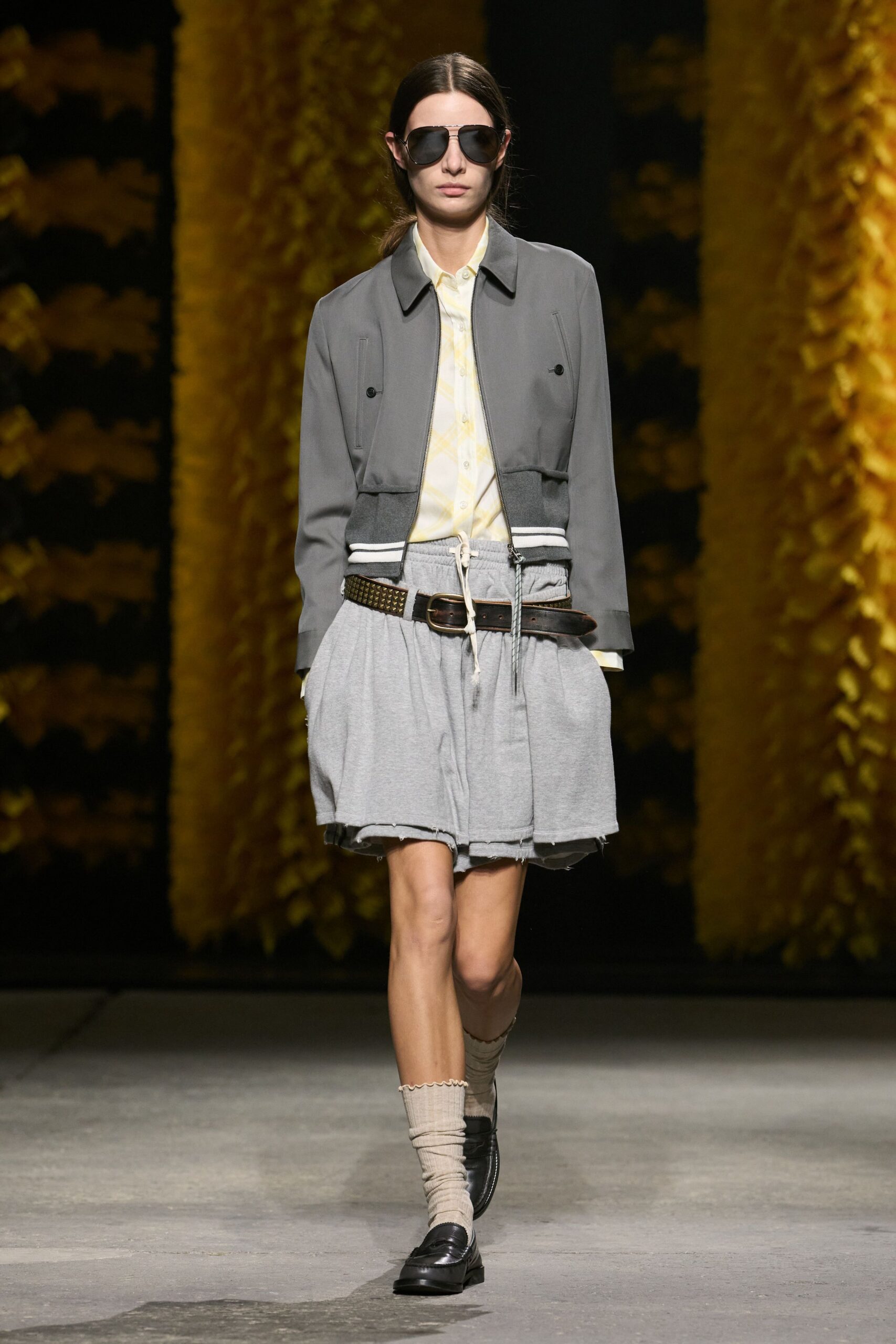cropped gray bomber jacket