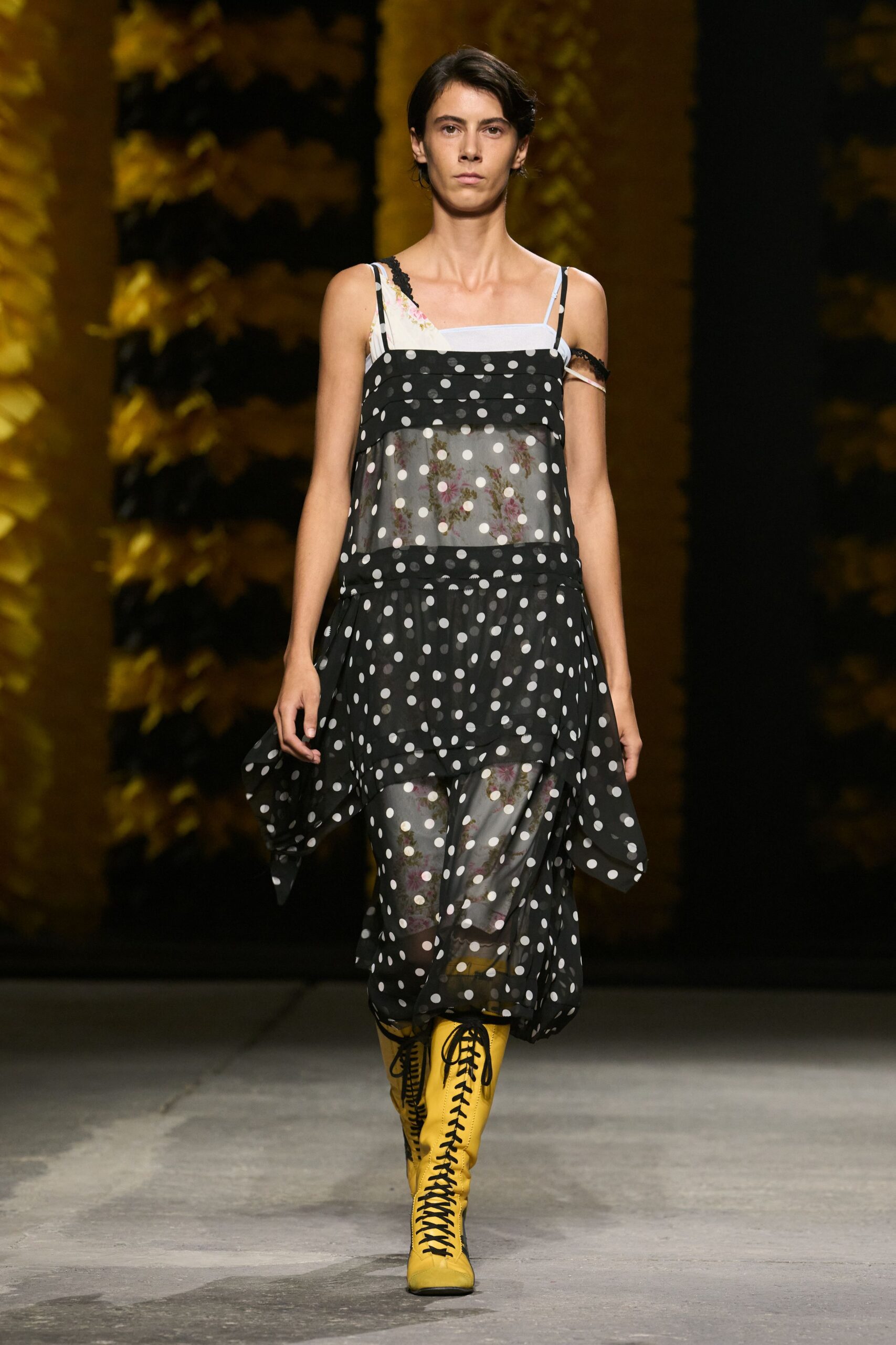 sheer polka-dot slip-style maxi dress