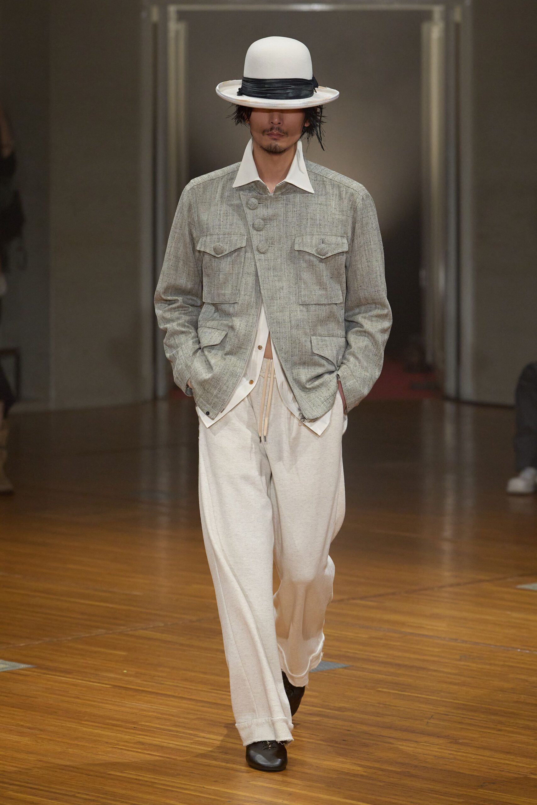 gray textured zip-front jacket