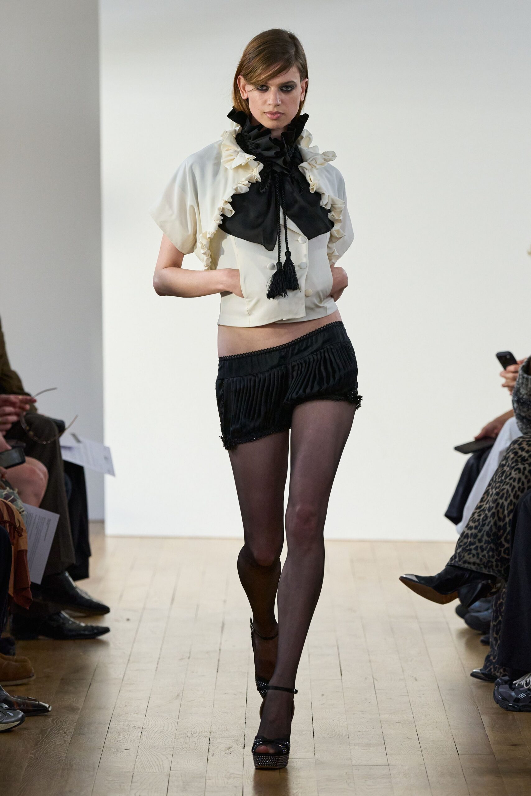 ruffled tie-neck chiffon blouse