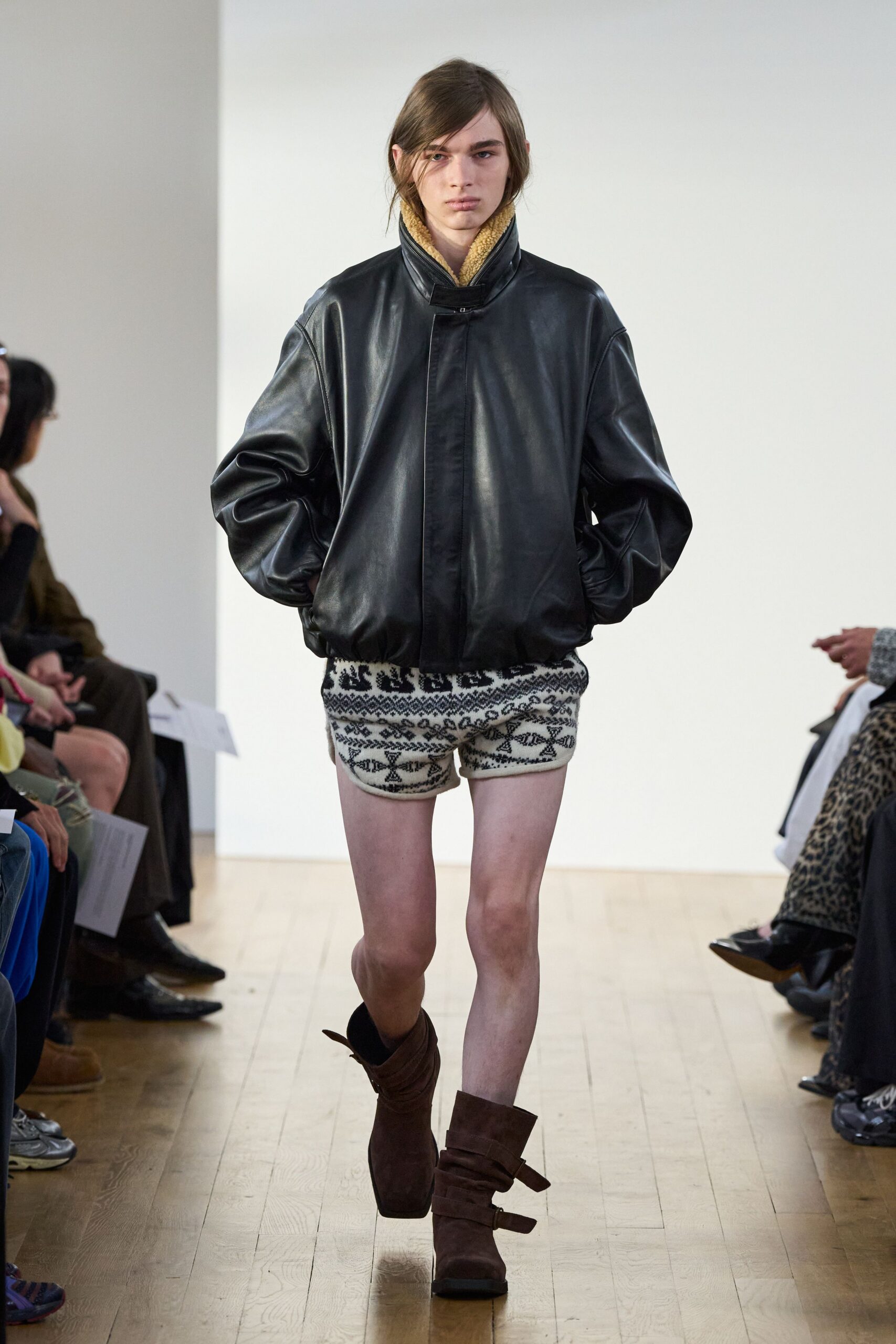 shearling-lined leather aviator jacket