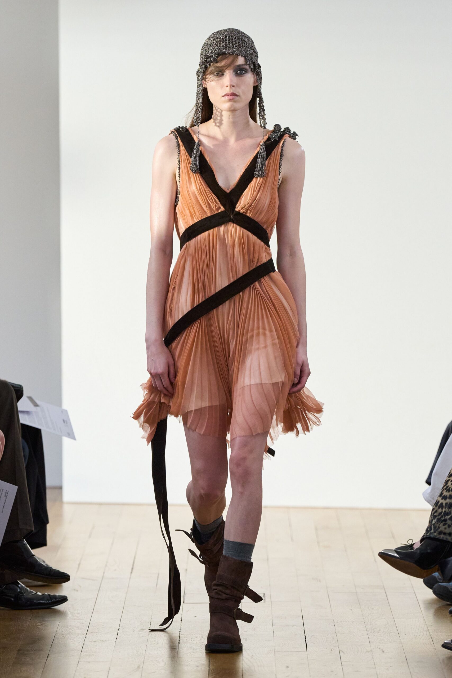 pleated chiffon mini dress