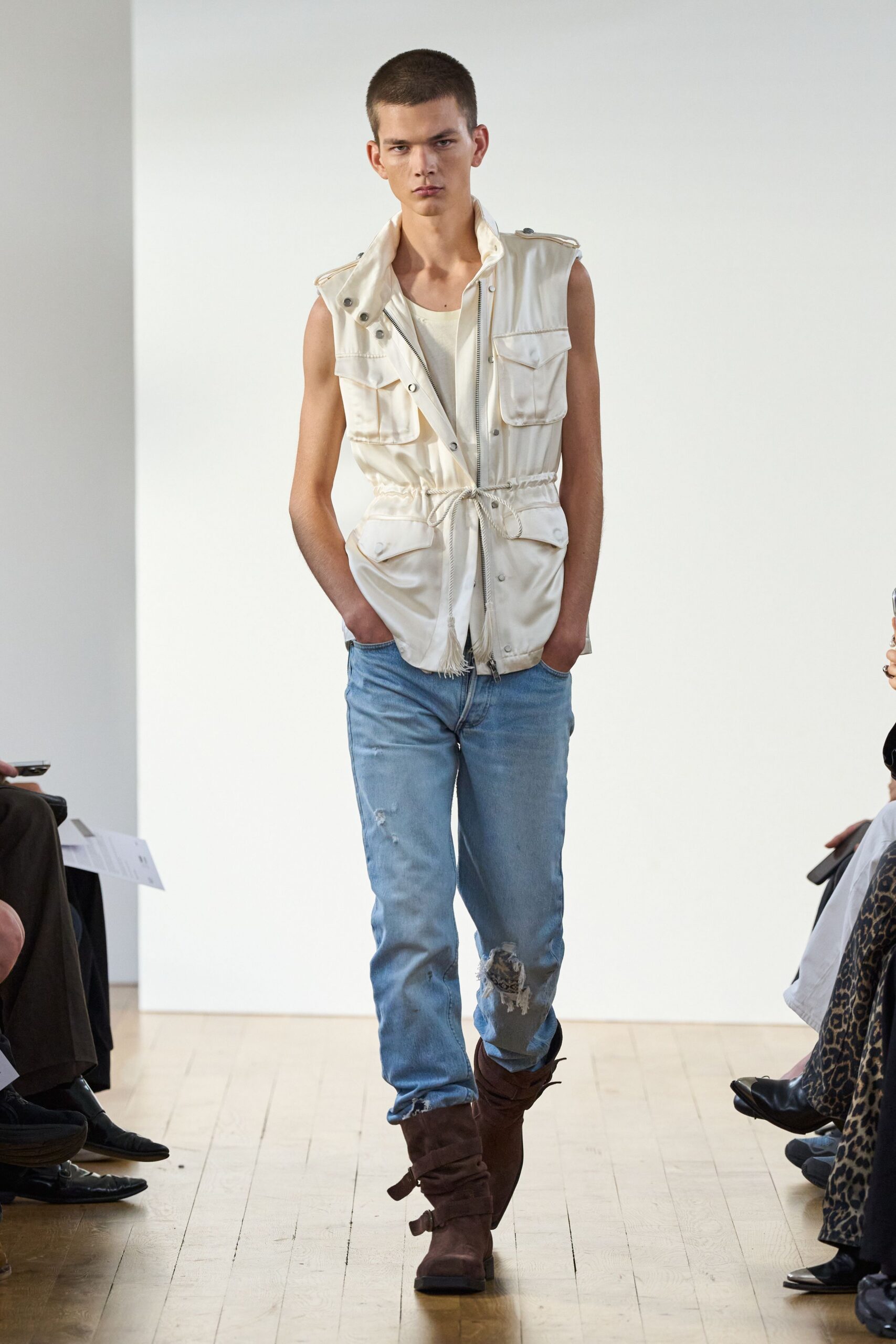 ivory hooded utility vest