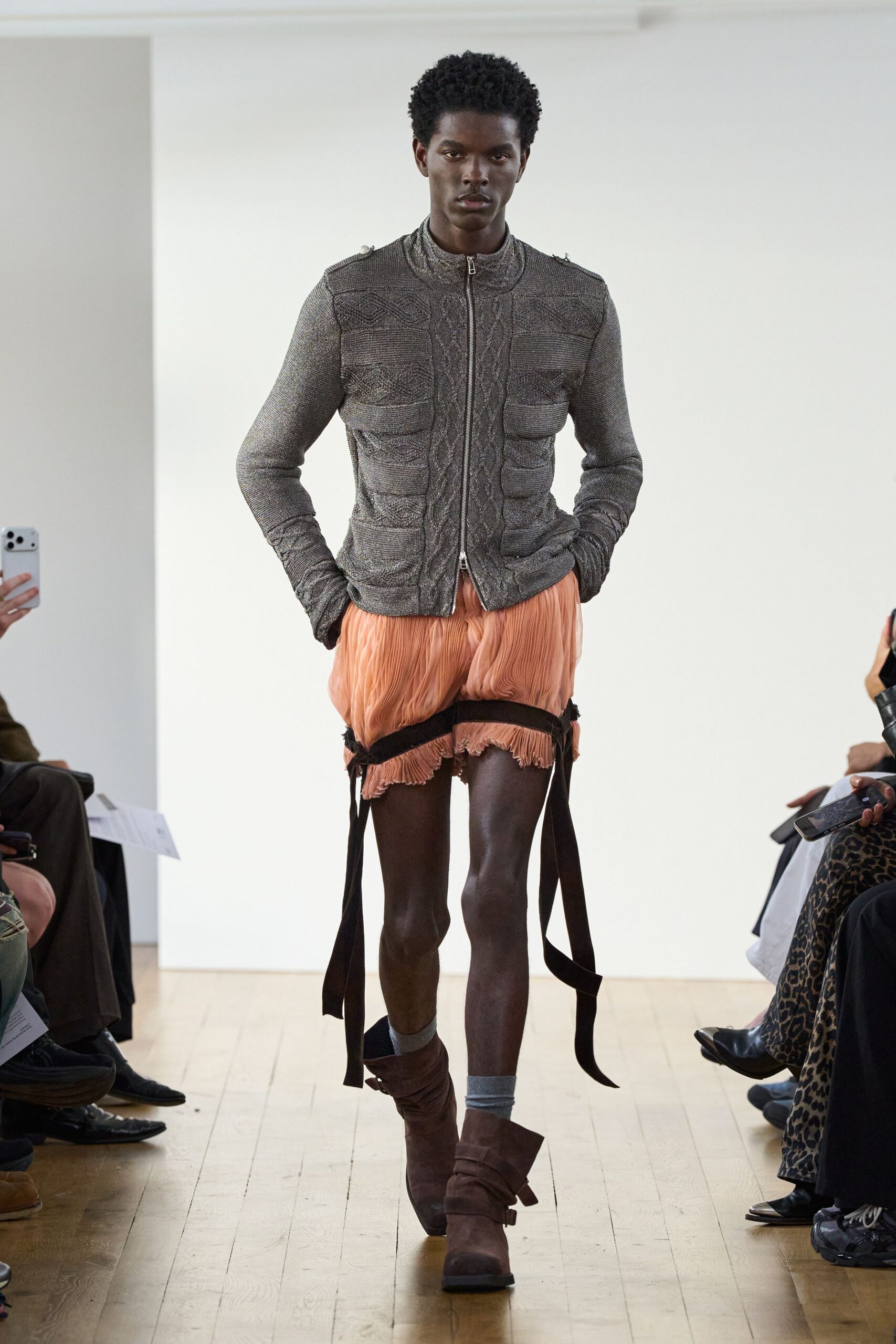 cable-knit zip-up jacket