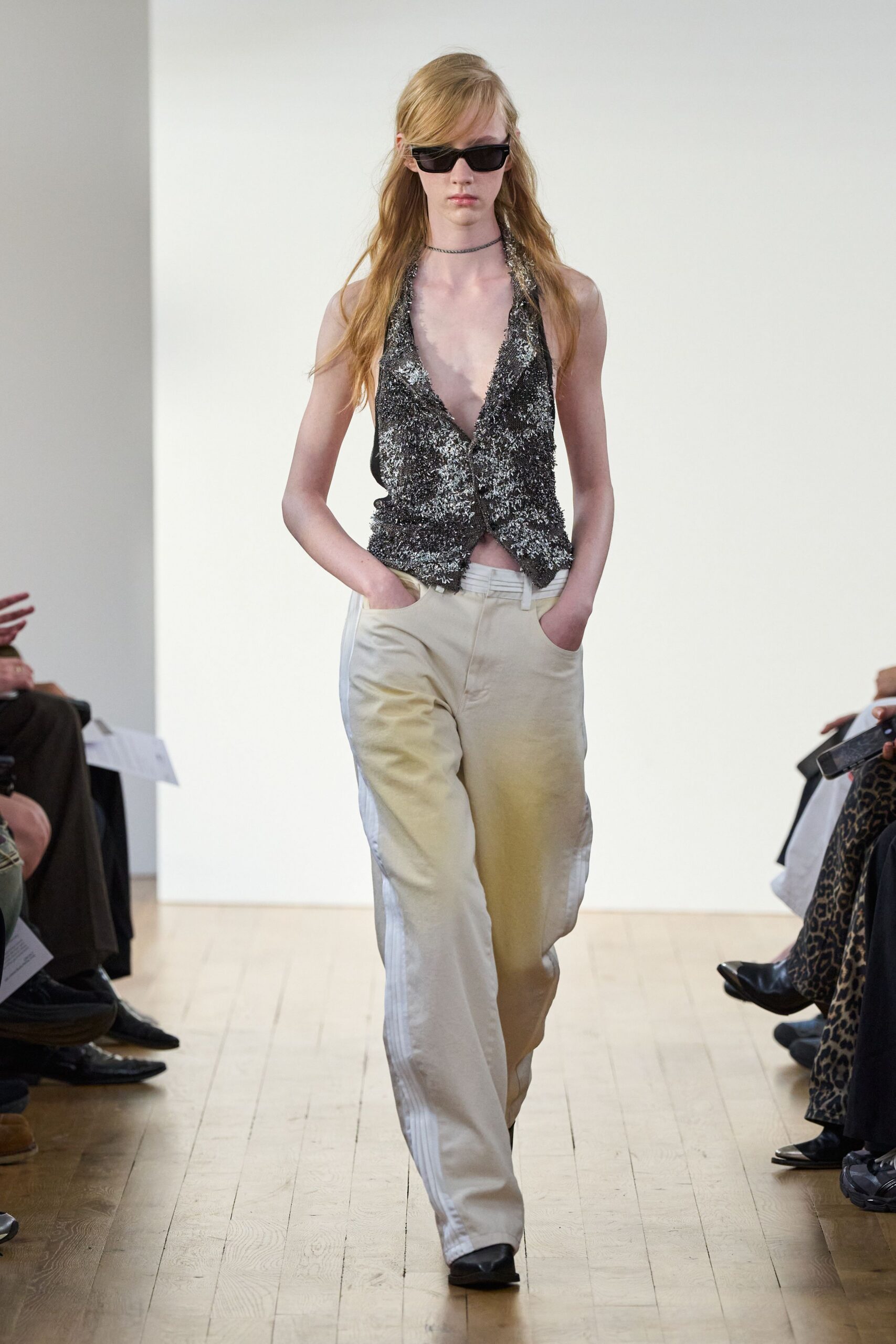 sequined halter evening top