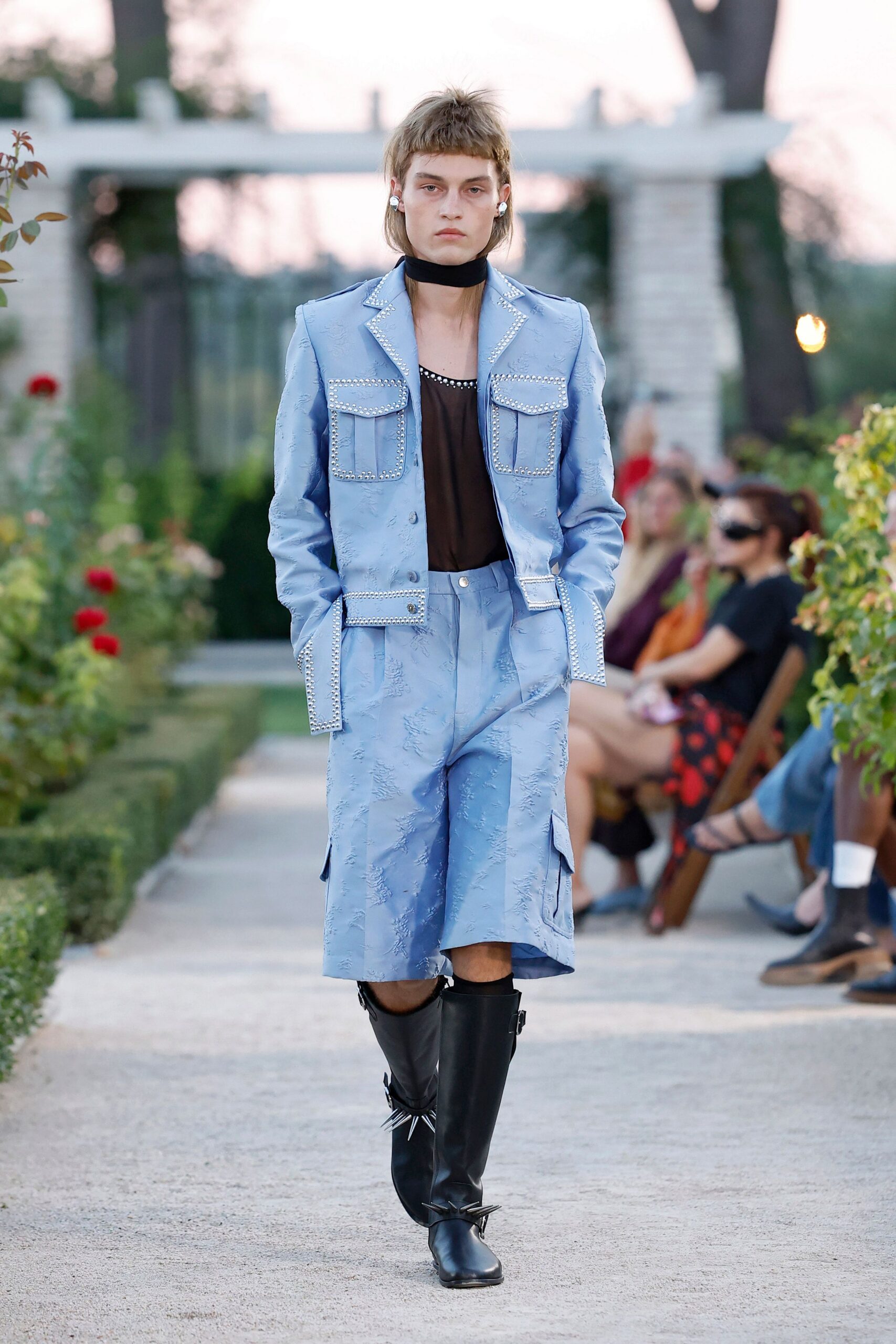 studded powder blue western jacket