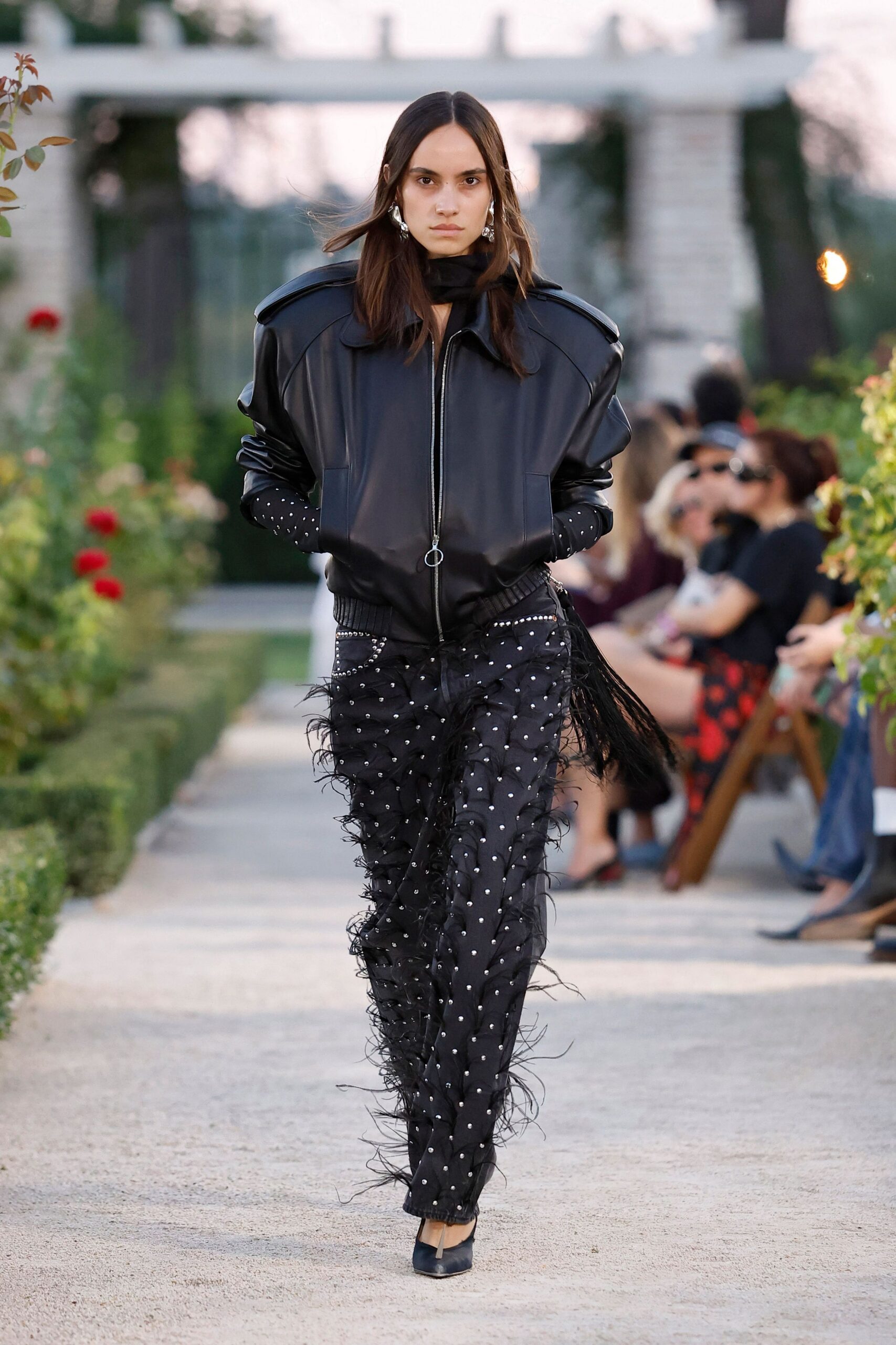 black leather bomber jacket