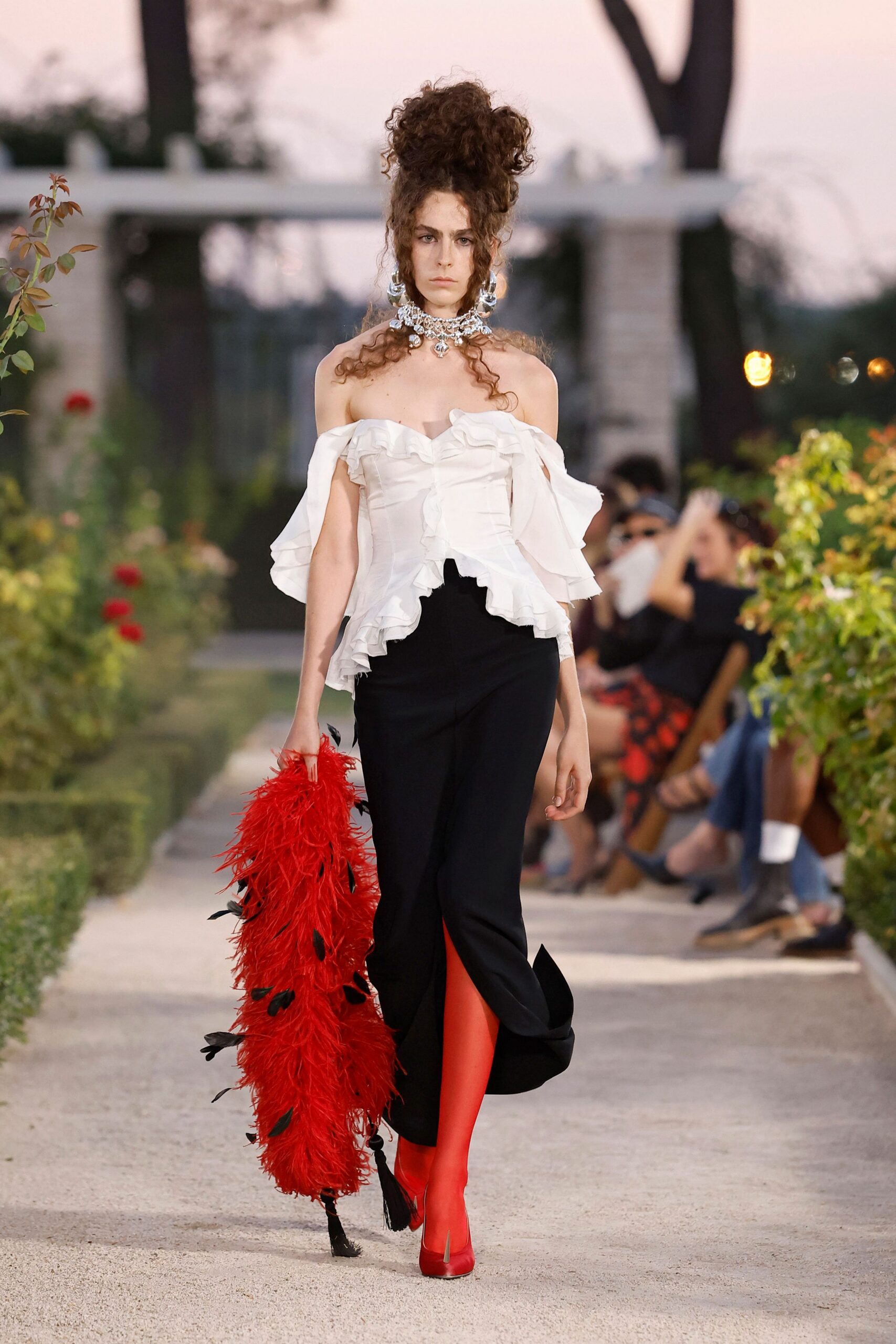 ruffled off-shoulder chiffon top