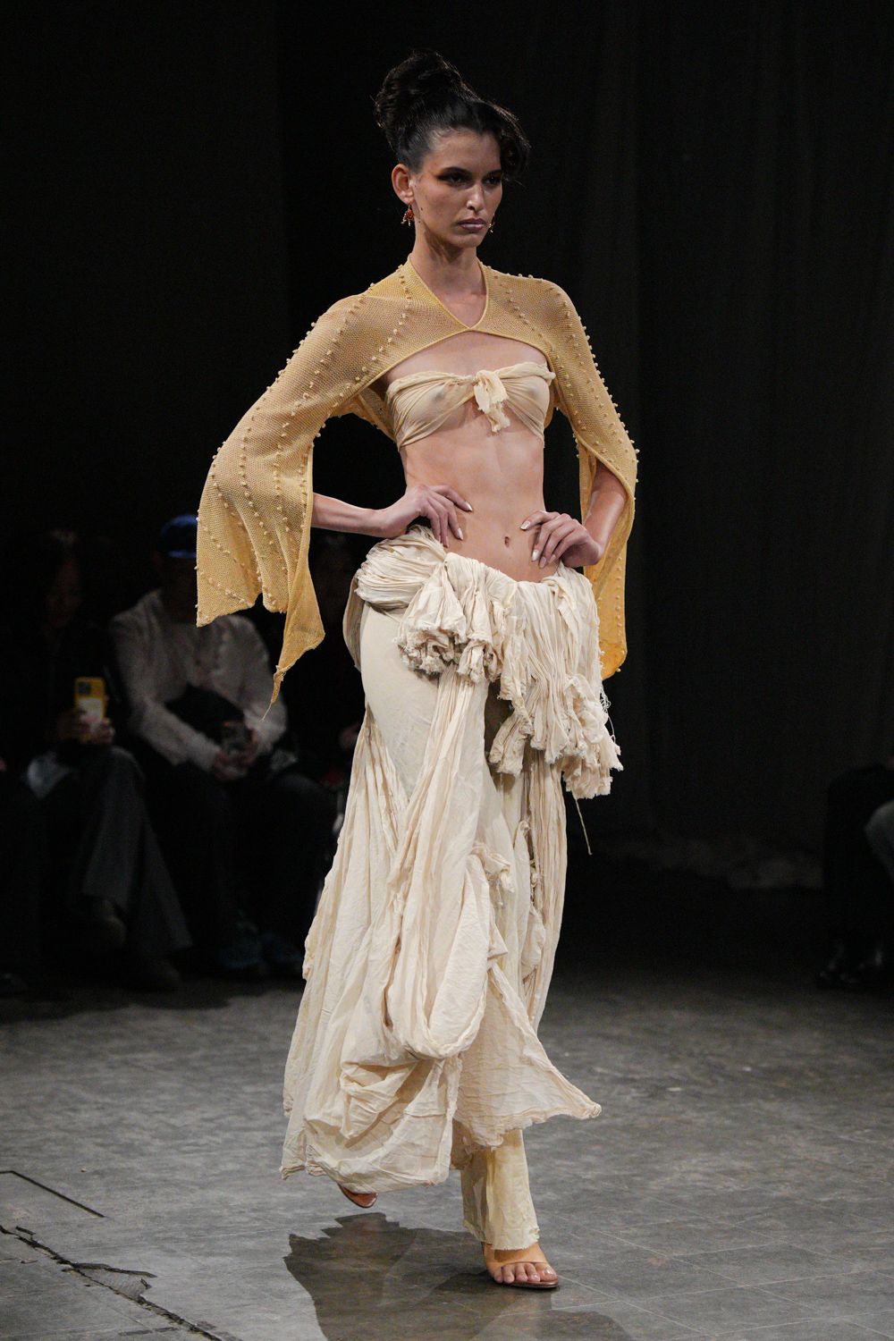 ivory draped sarong maxi skirt