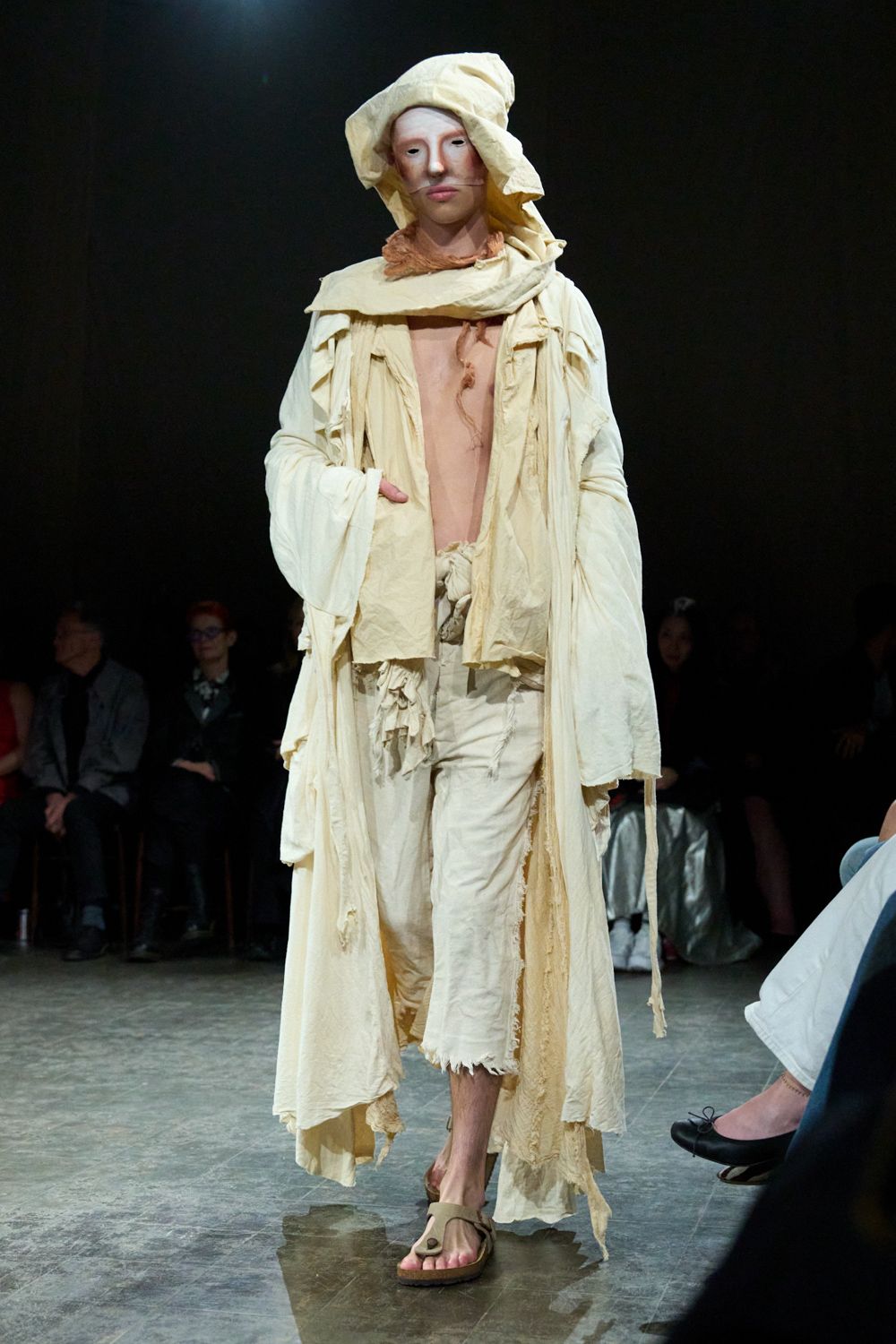 ivory unknown distressed textured pants