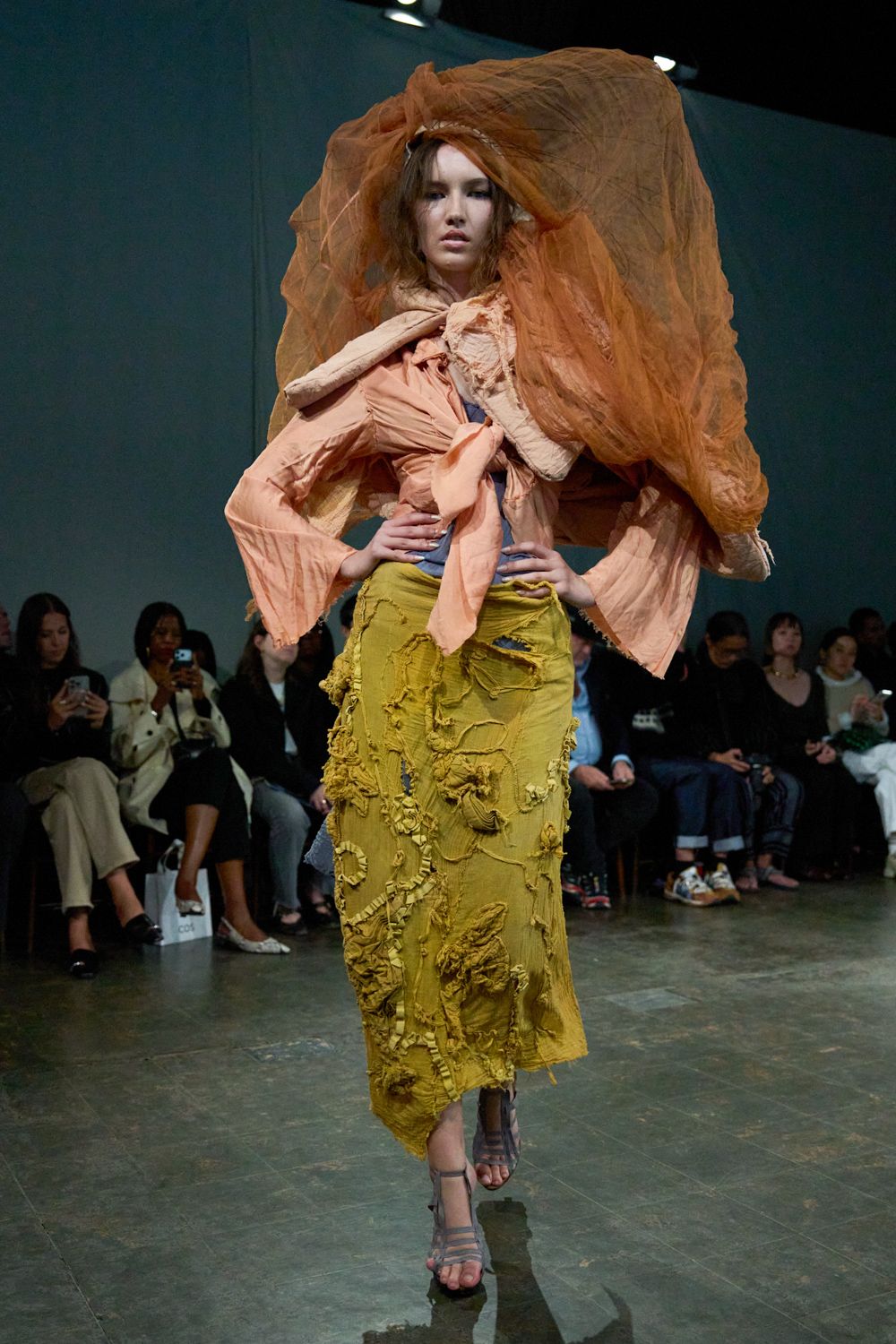 oversized sheer organza headpiece