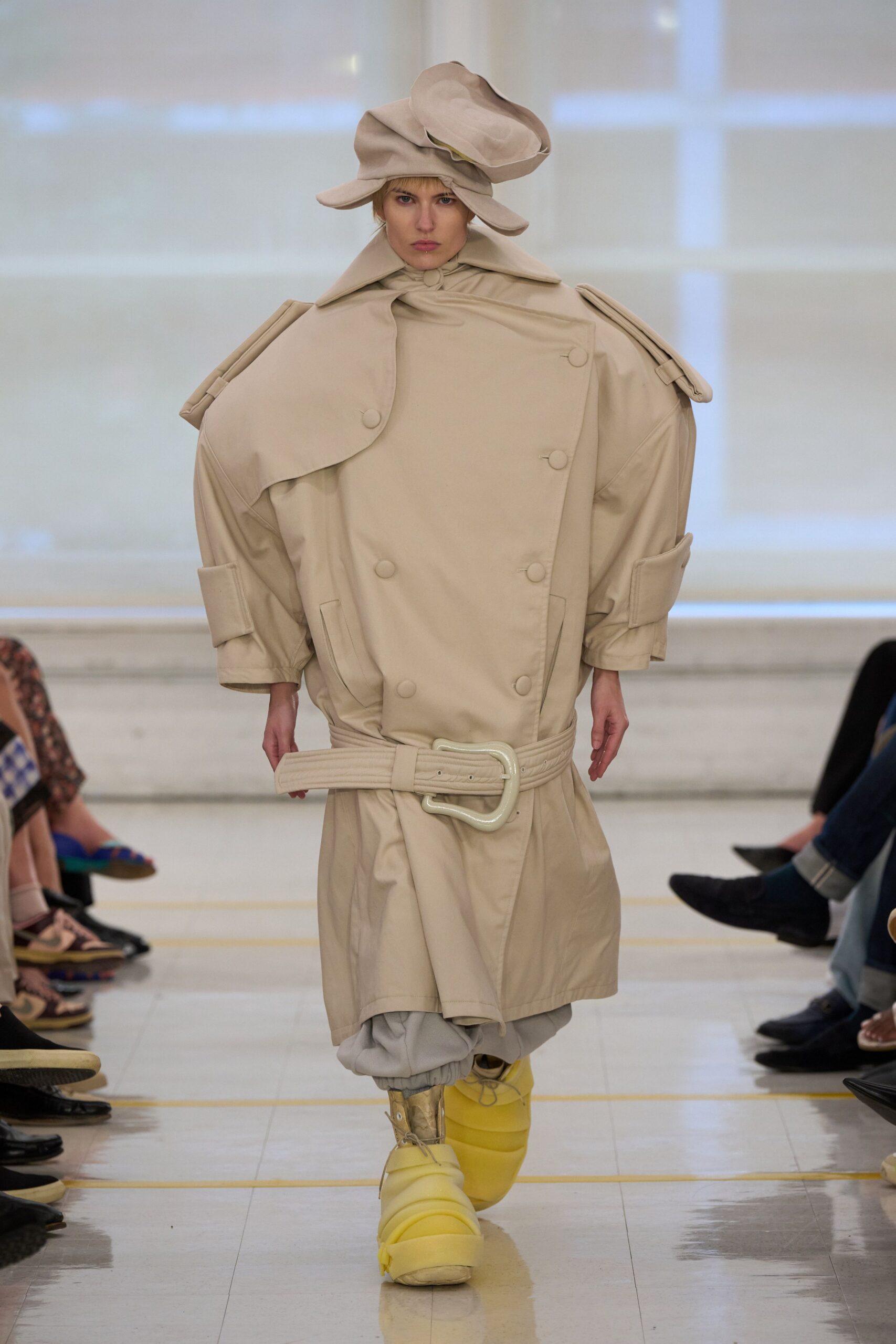 oversized beige trench coat dress