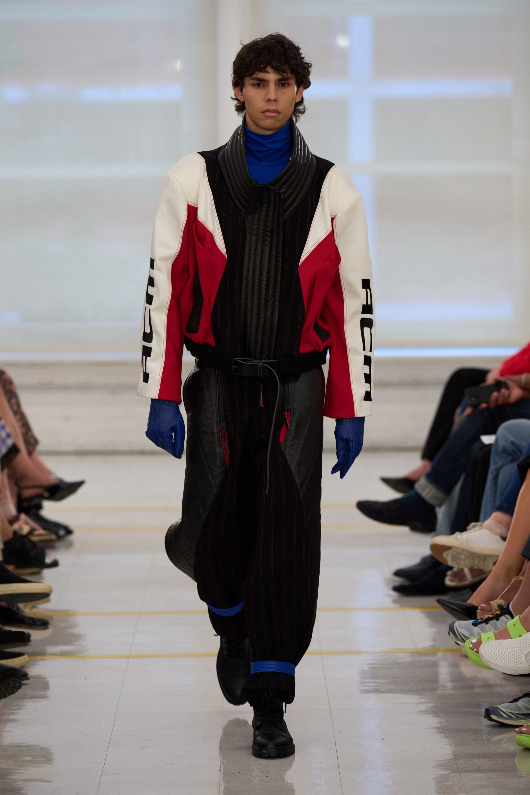 color-block leather moto jacket
