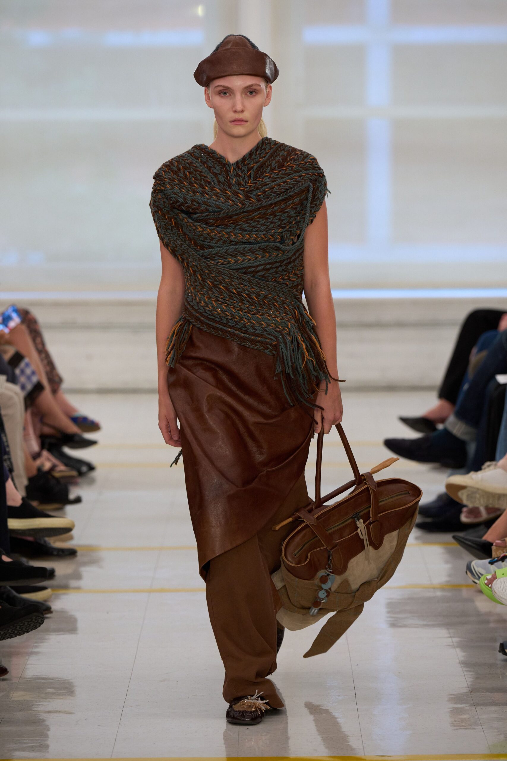rope-knit draped wrap top