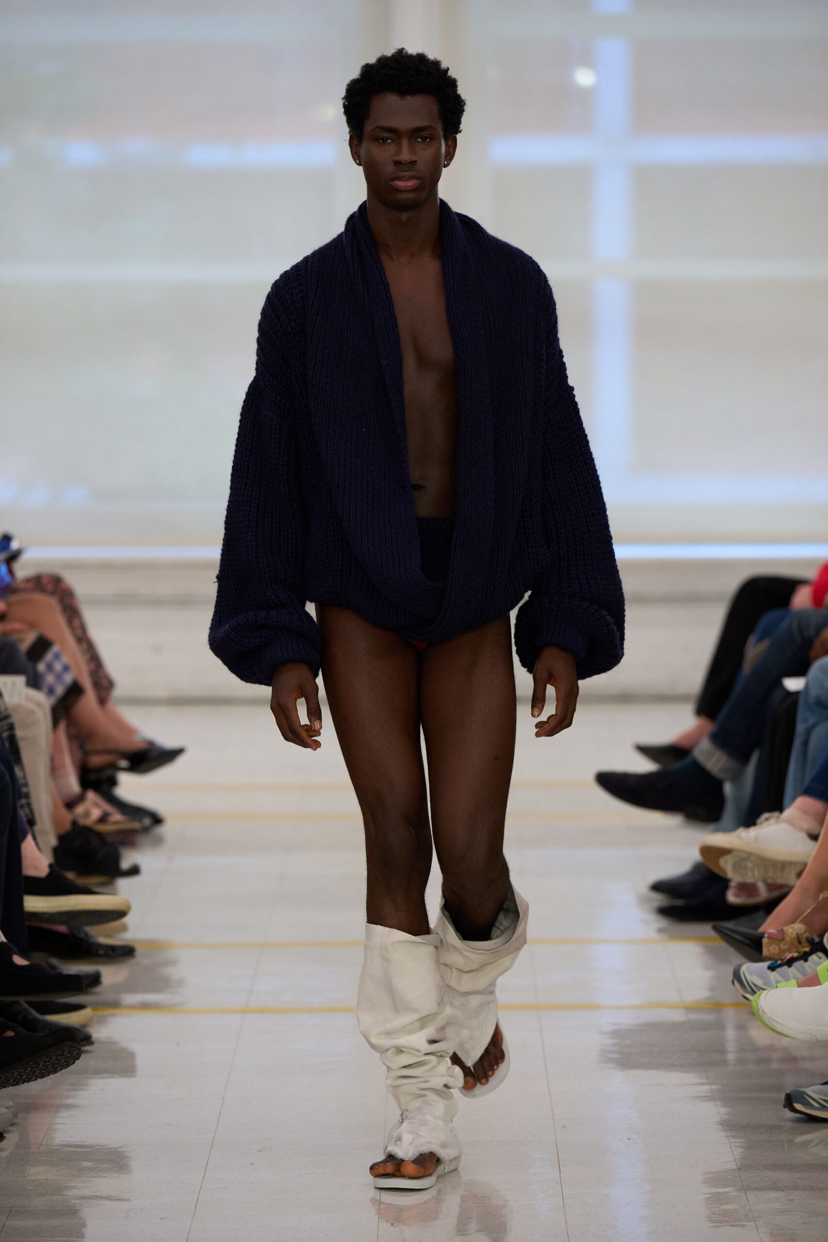 oversized shawl-collar knit sweater
