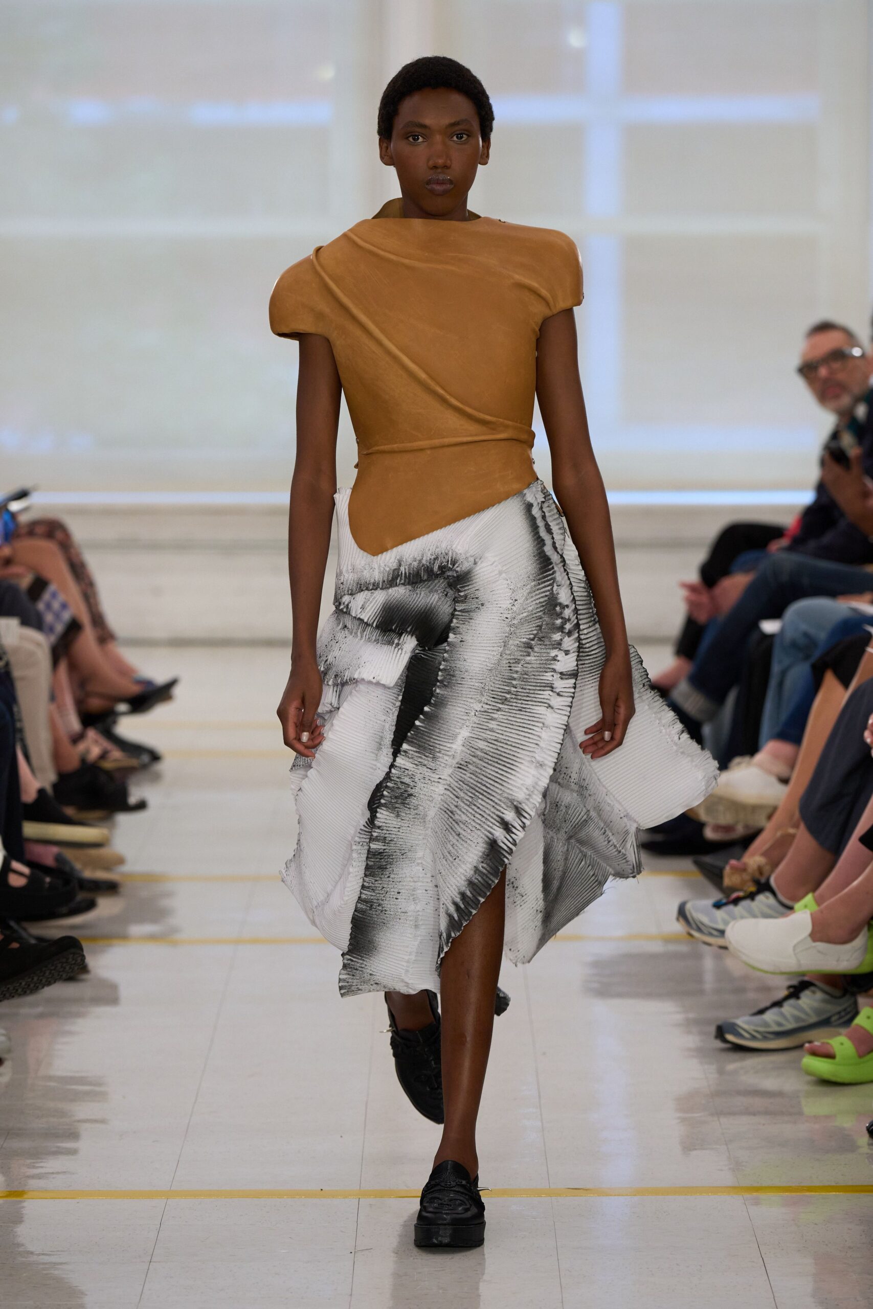 sculptural leather cropped top