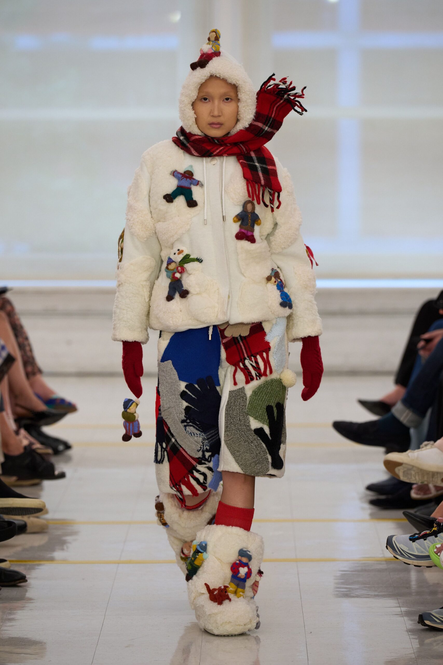novelty shearling patchwork jacket