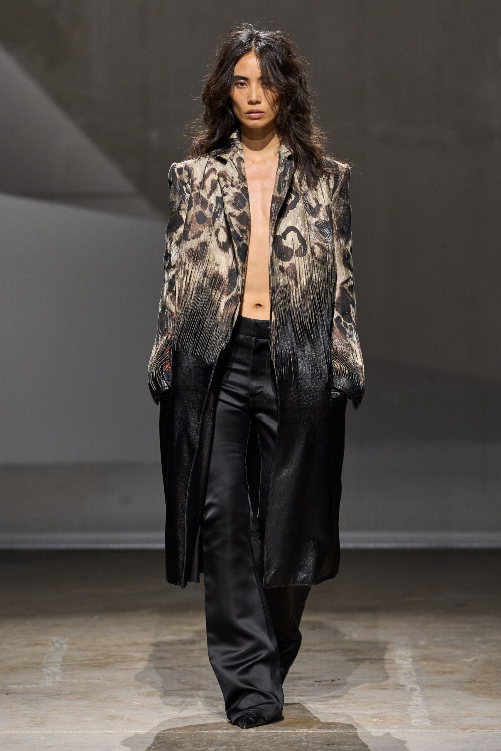 leopard-print leather coat