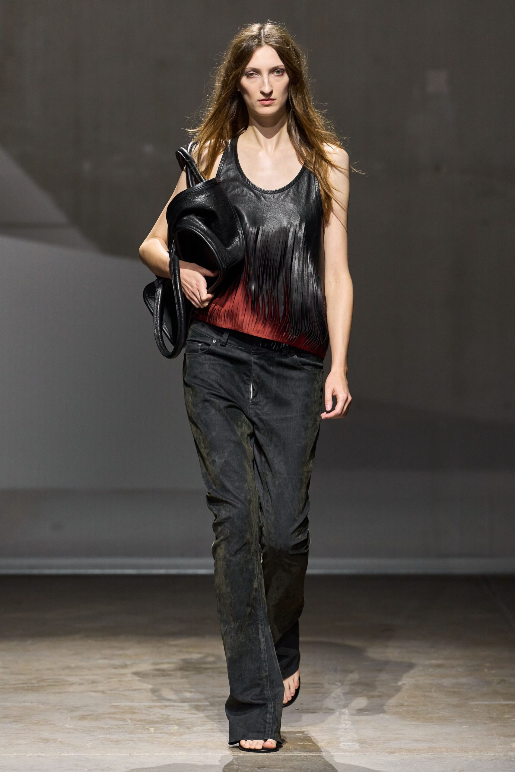 fringed leather tank top