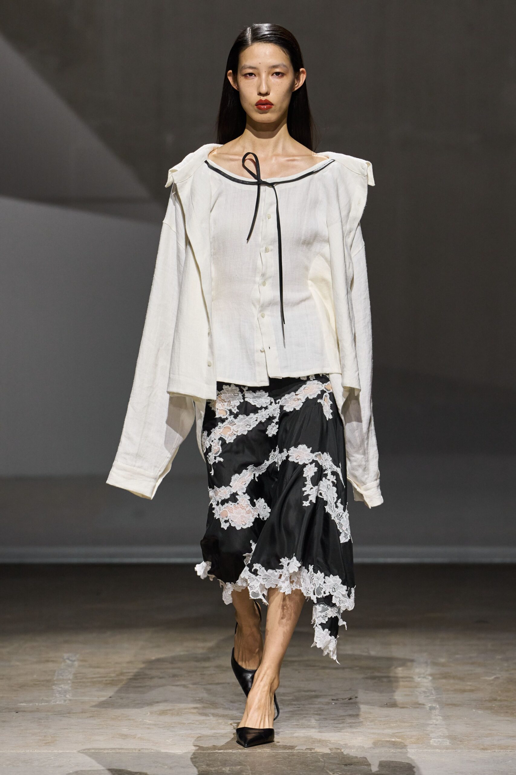 ivory unknown long-sleeve boat-neck oversized buttoned bow blouse