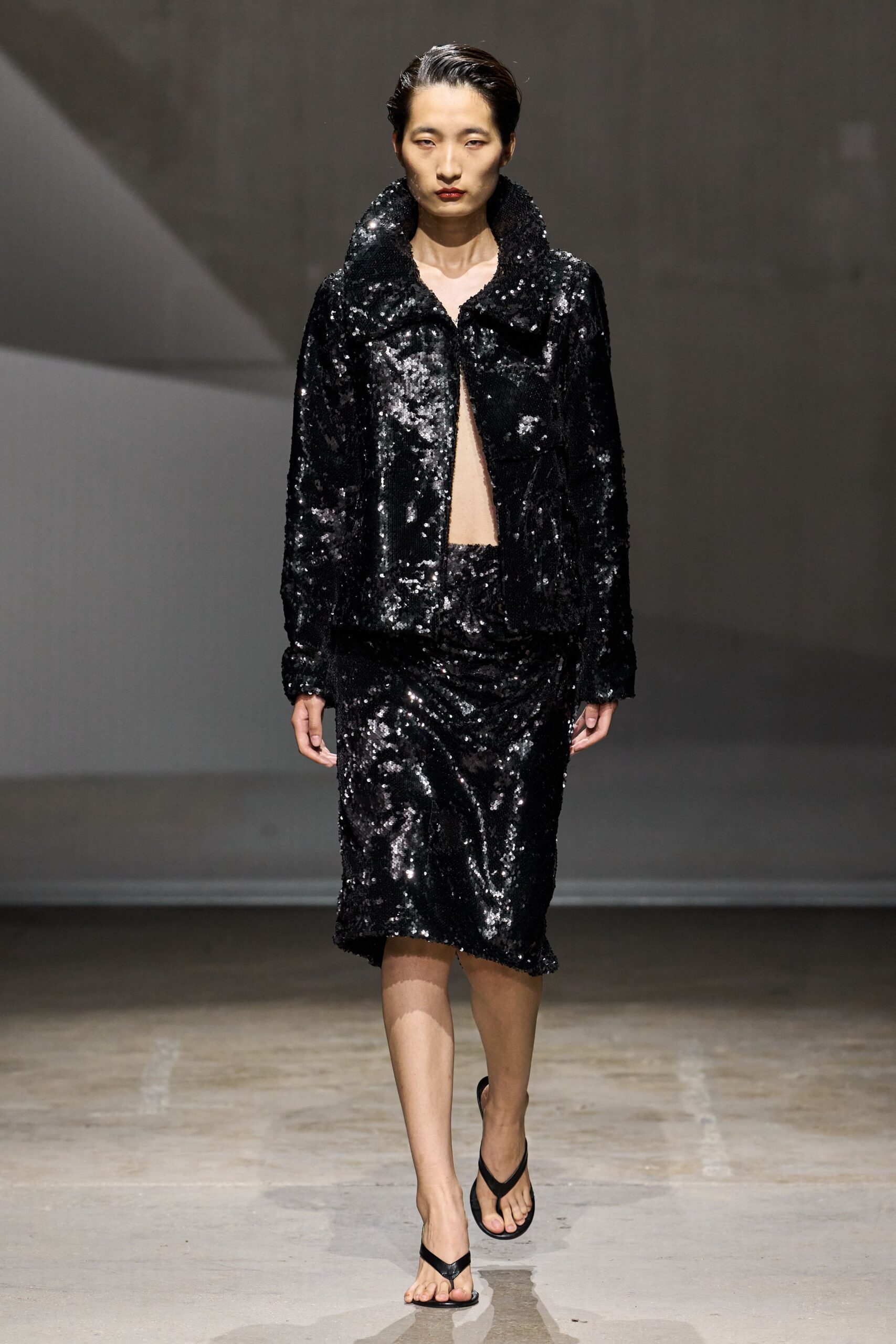 black sequined cropped jacket
