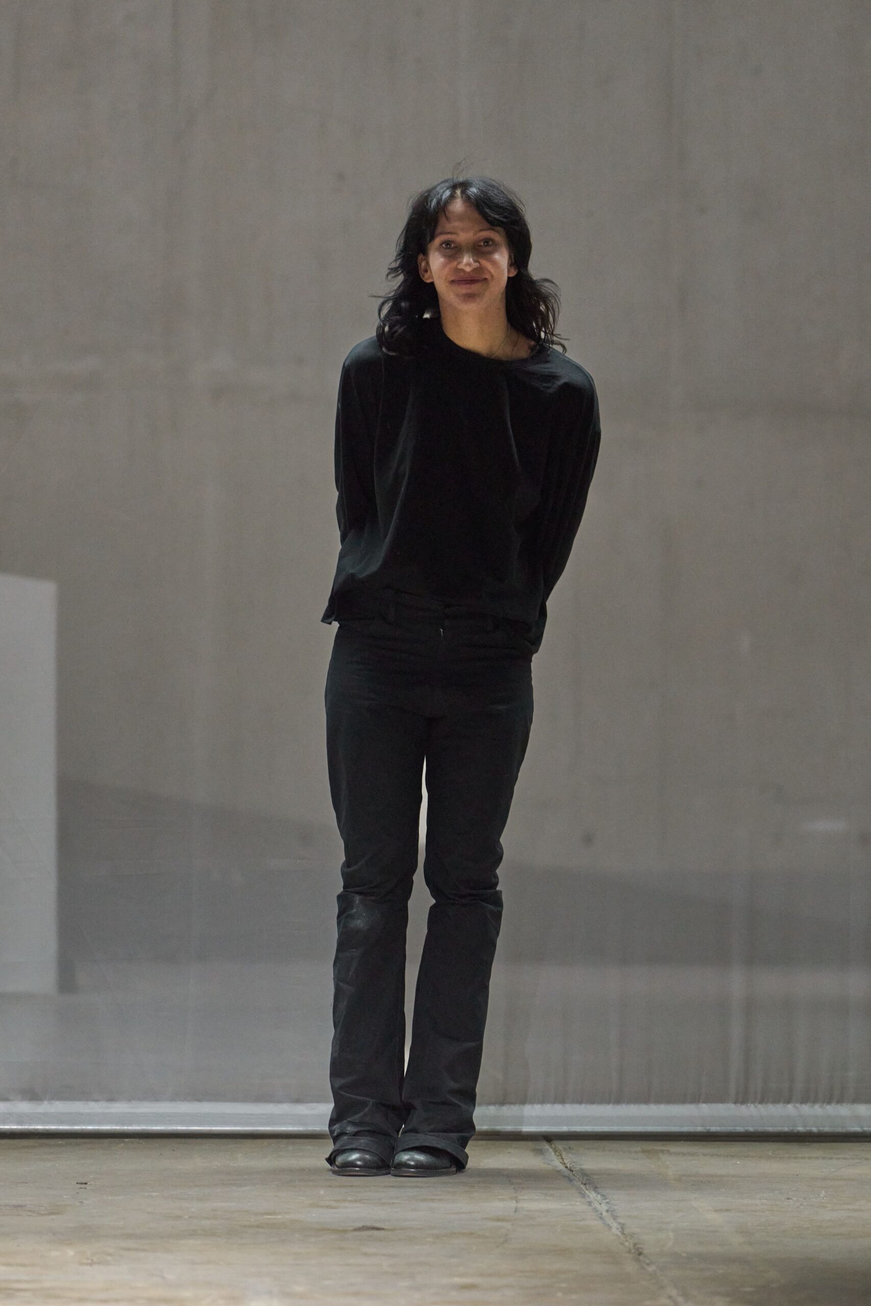 black boat-neck blouse