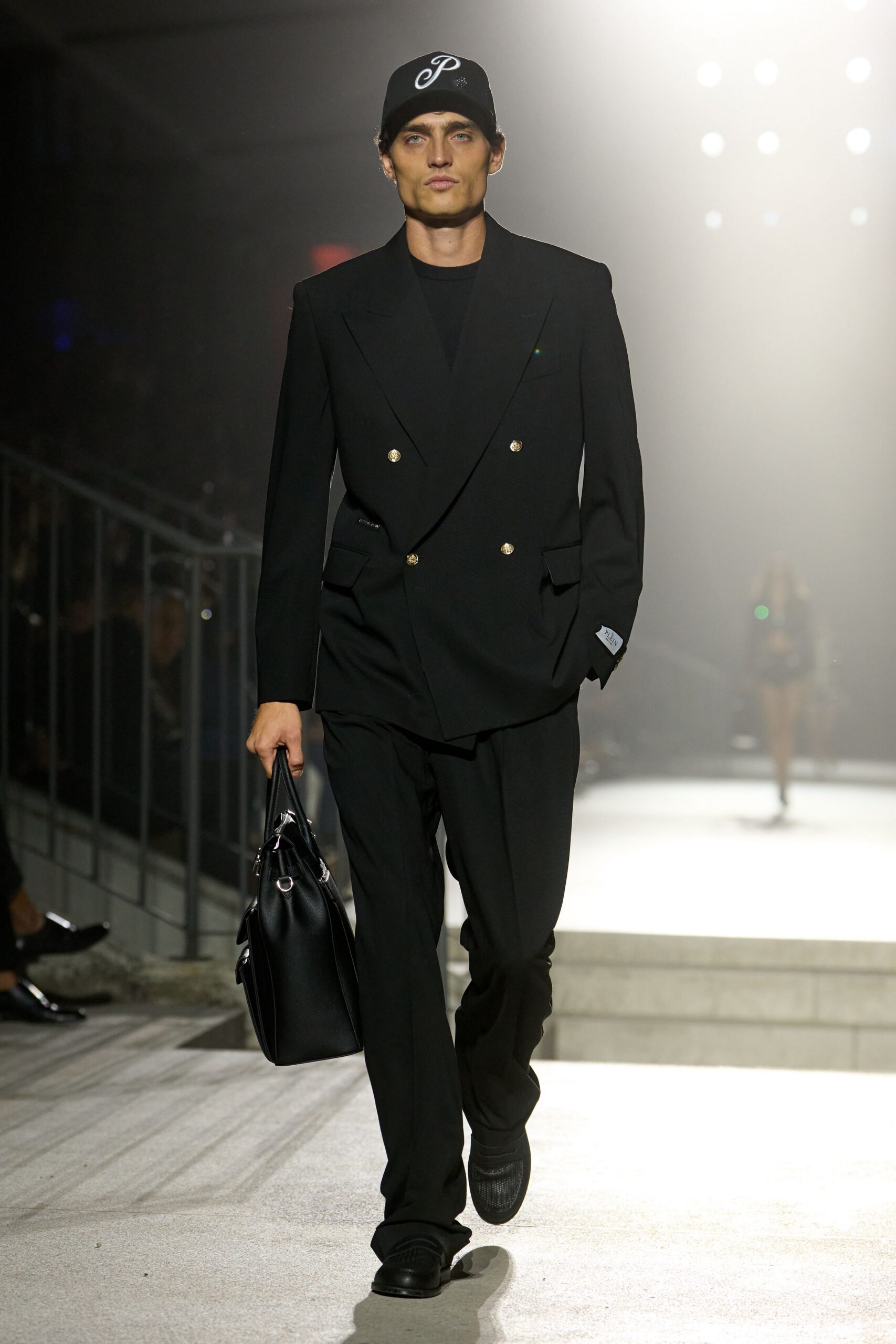 black double-breasted blazer