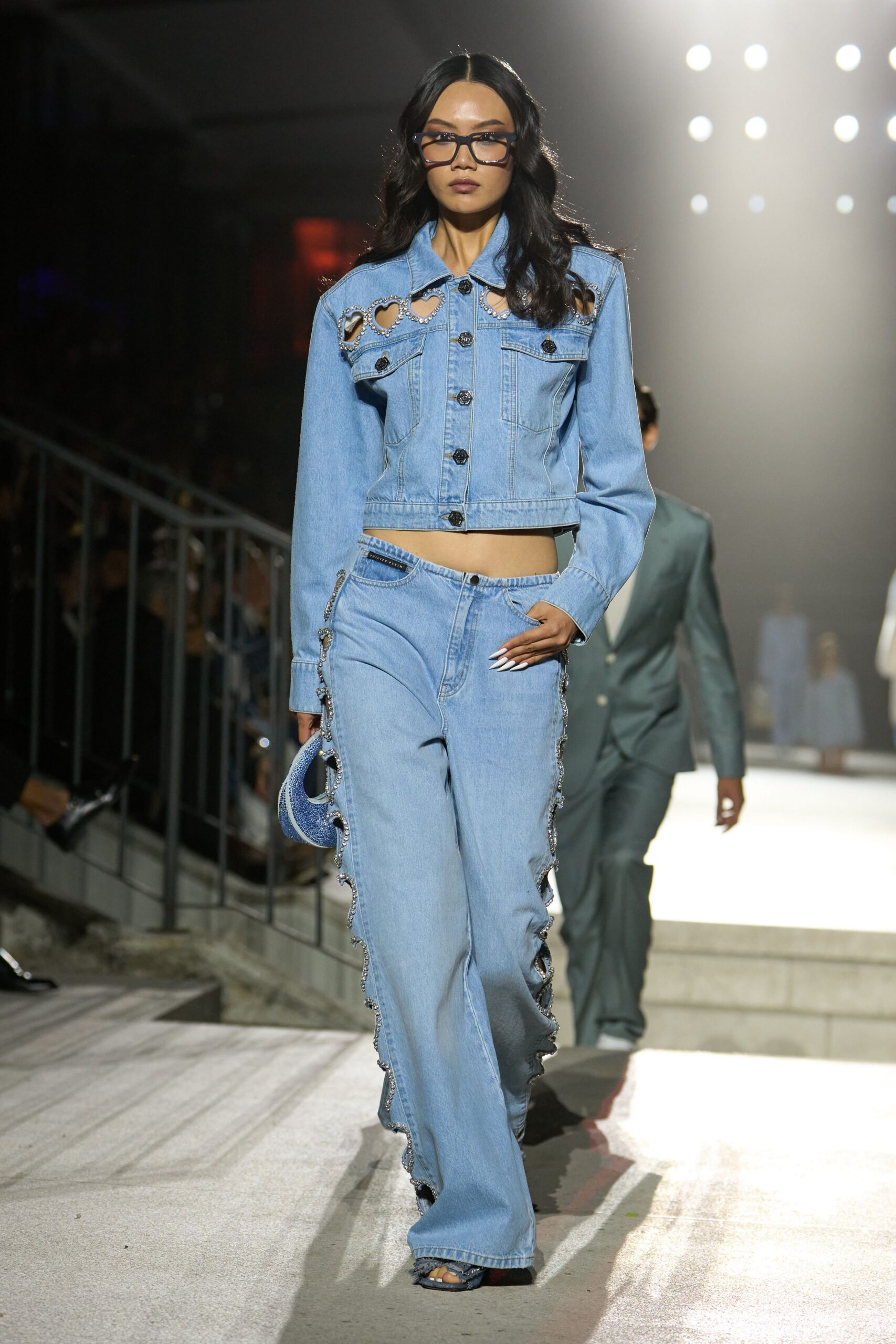 heart cutout denim jacket