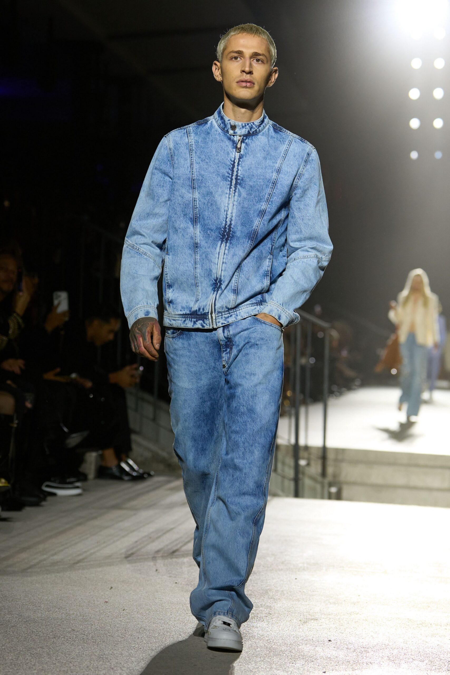 washed denim moto jacket
