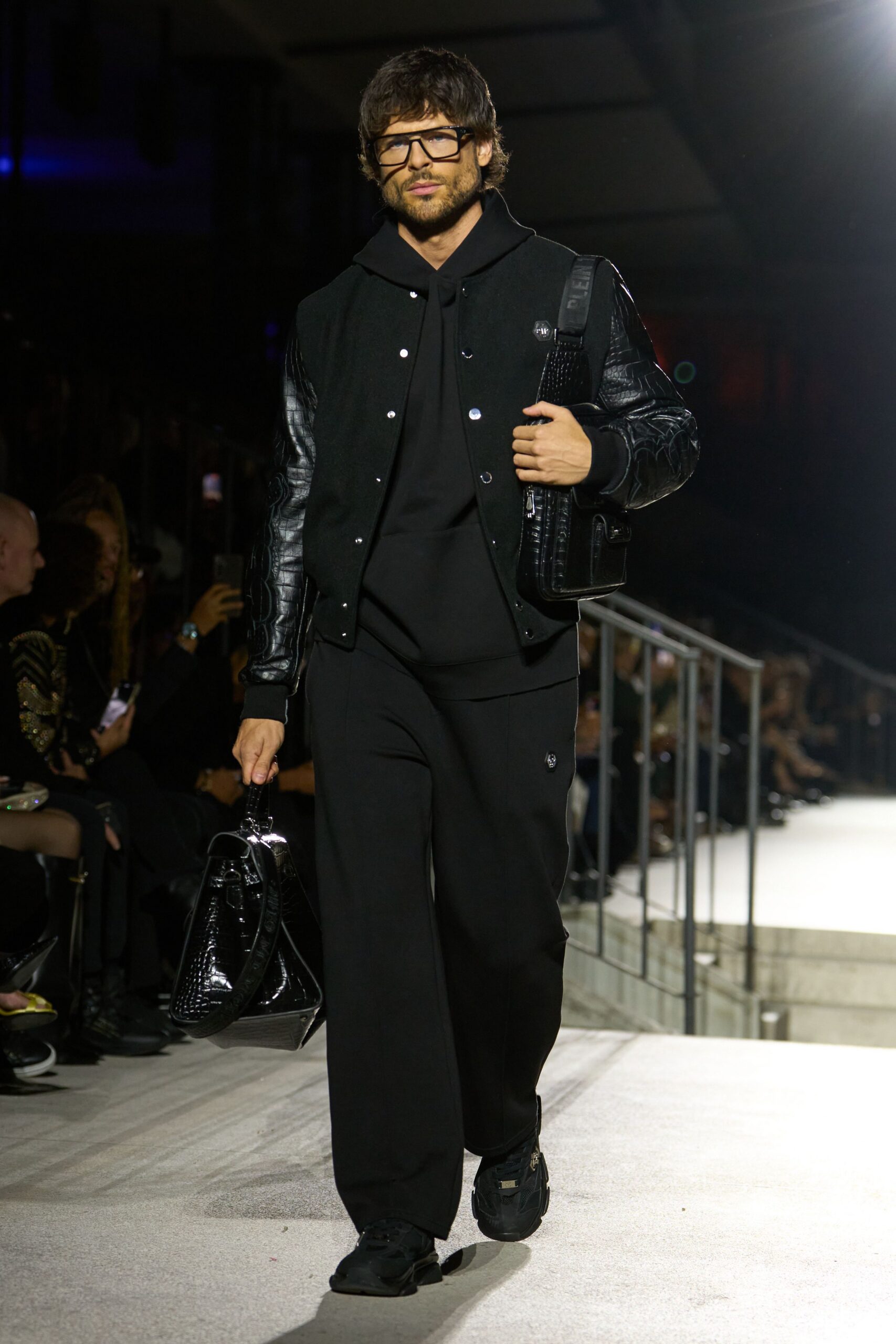 black varsity bomber jacket