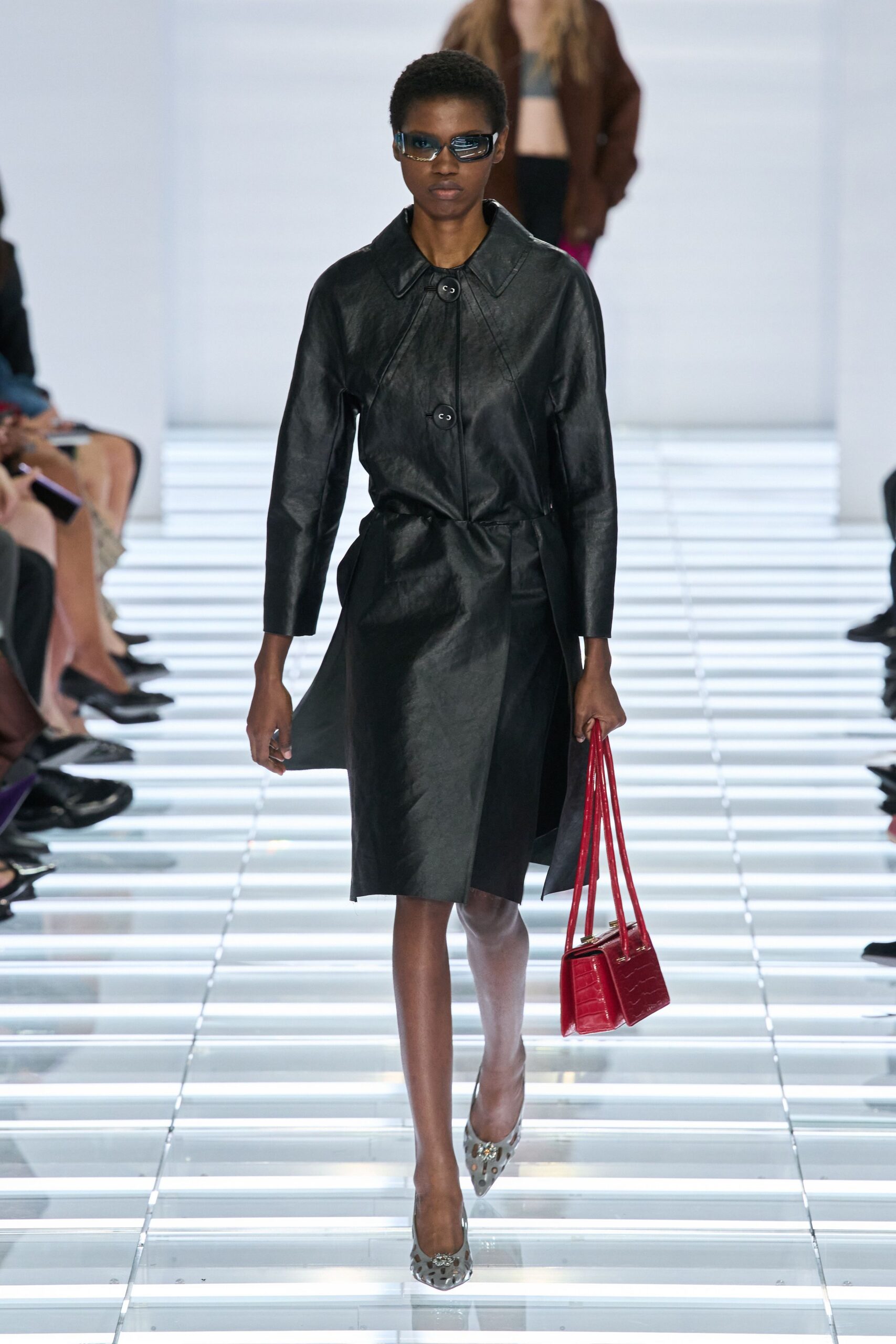 black leather coat dress