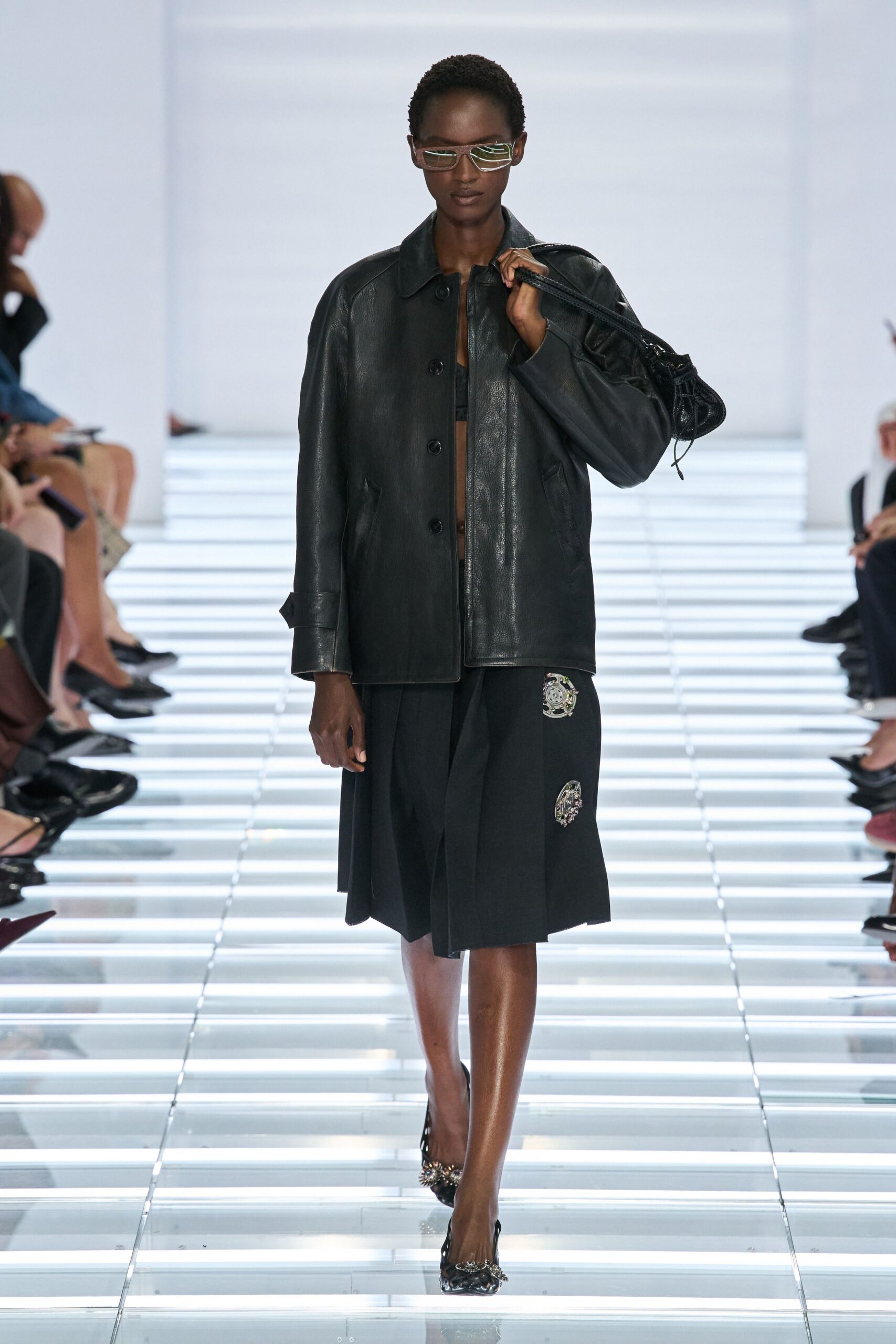 oversized black leather jacket