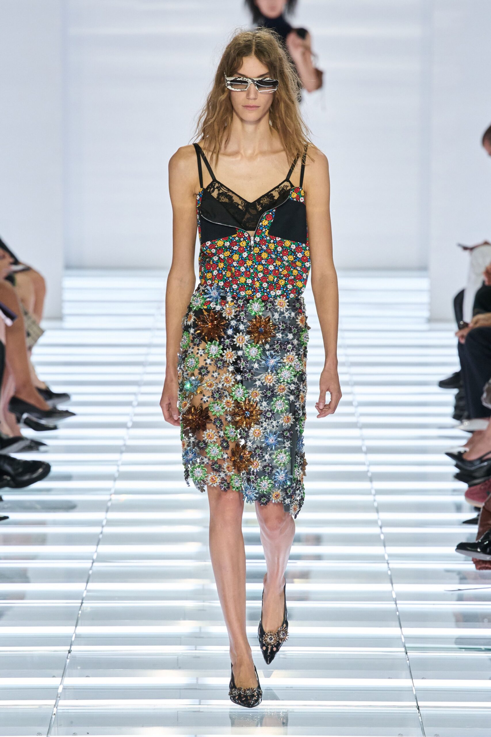 floral embellished slip dress