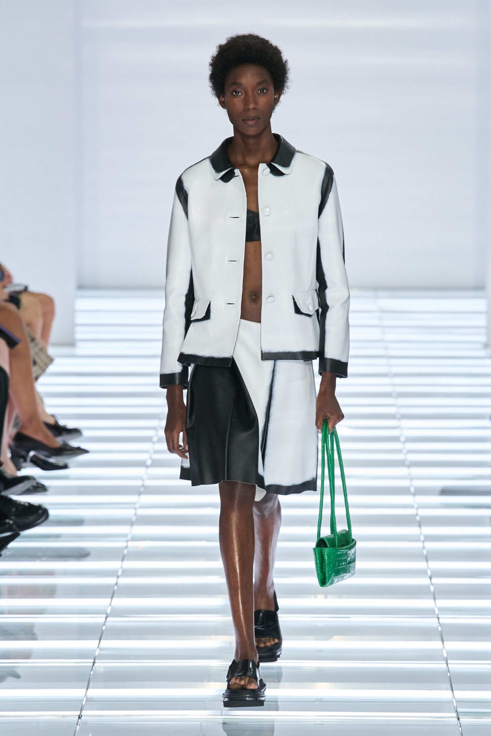black and white leather jacket