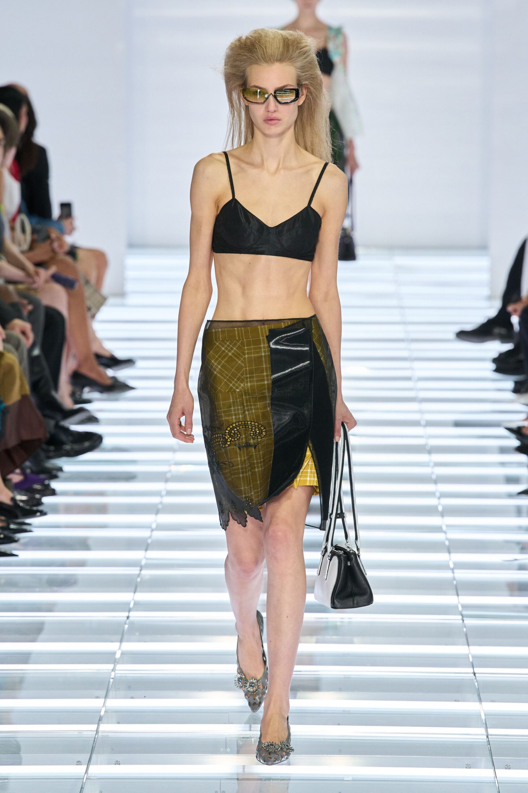 patchwork asymmetric mini skirt