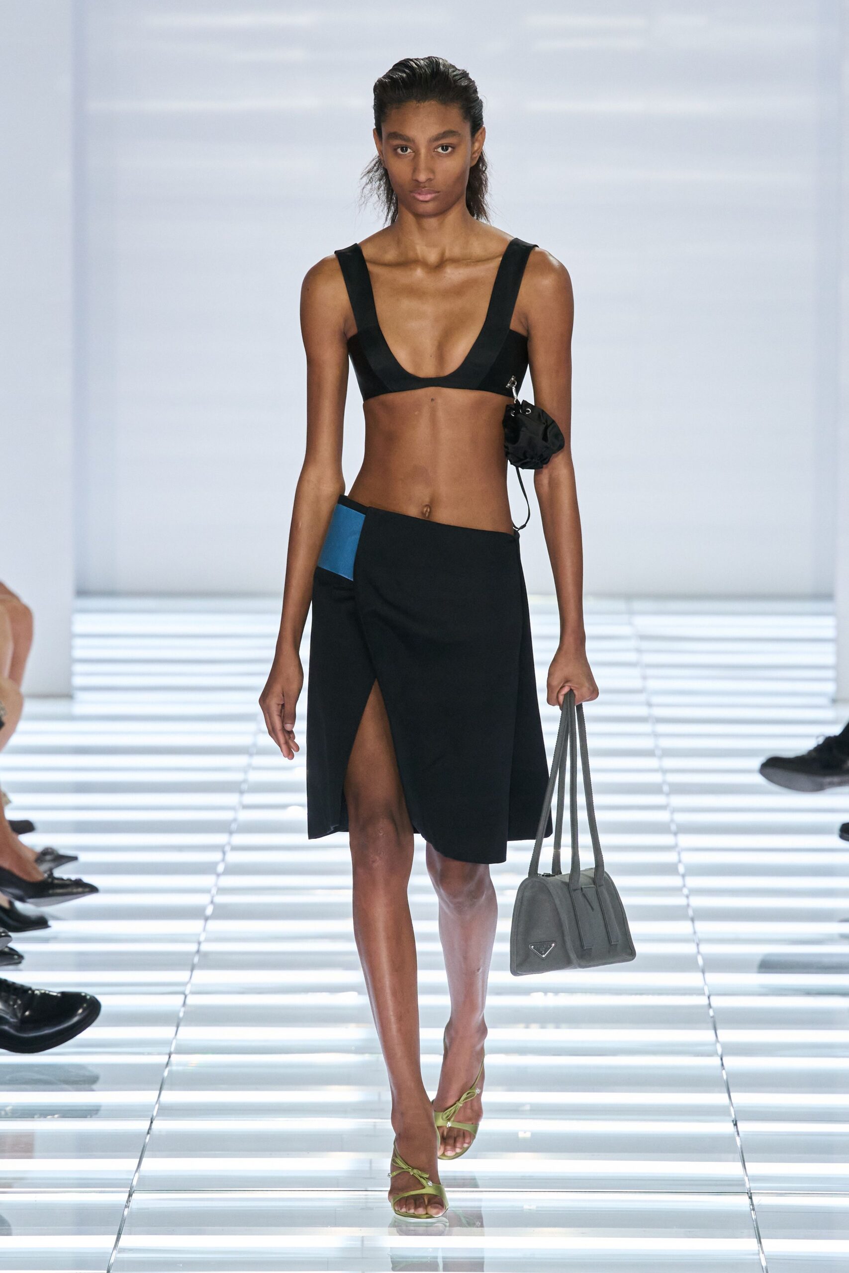 asymmetric slit midi skirt