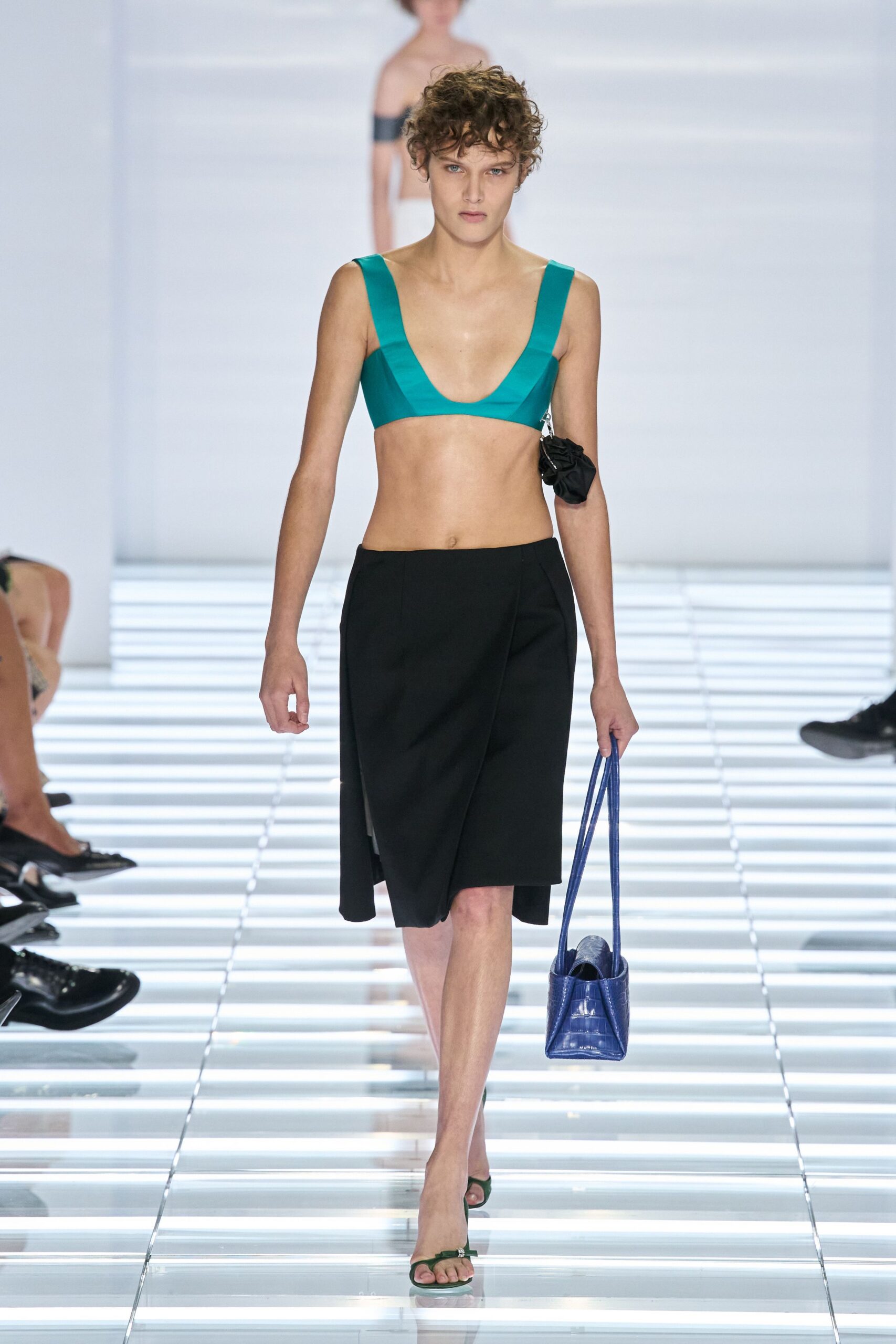 teal bralette-style crop top
