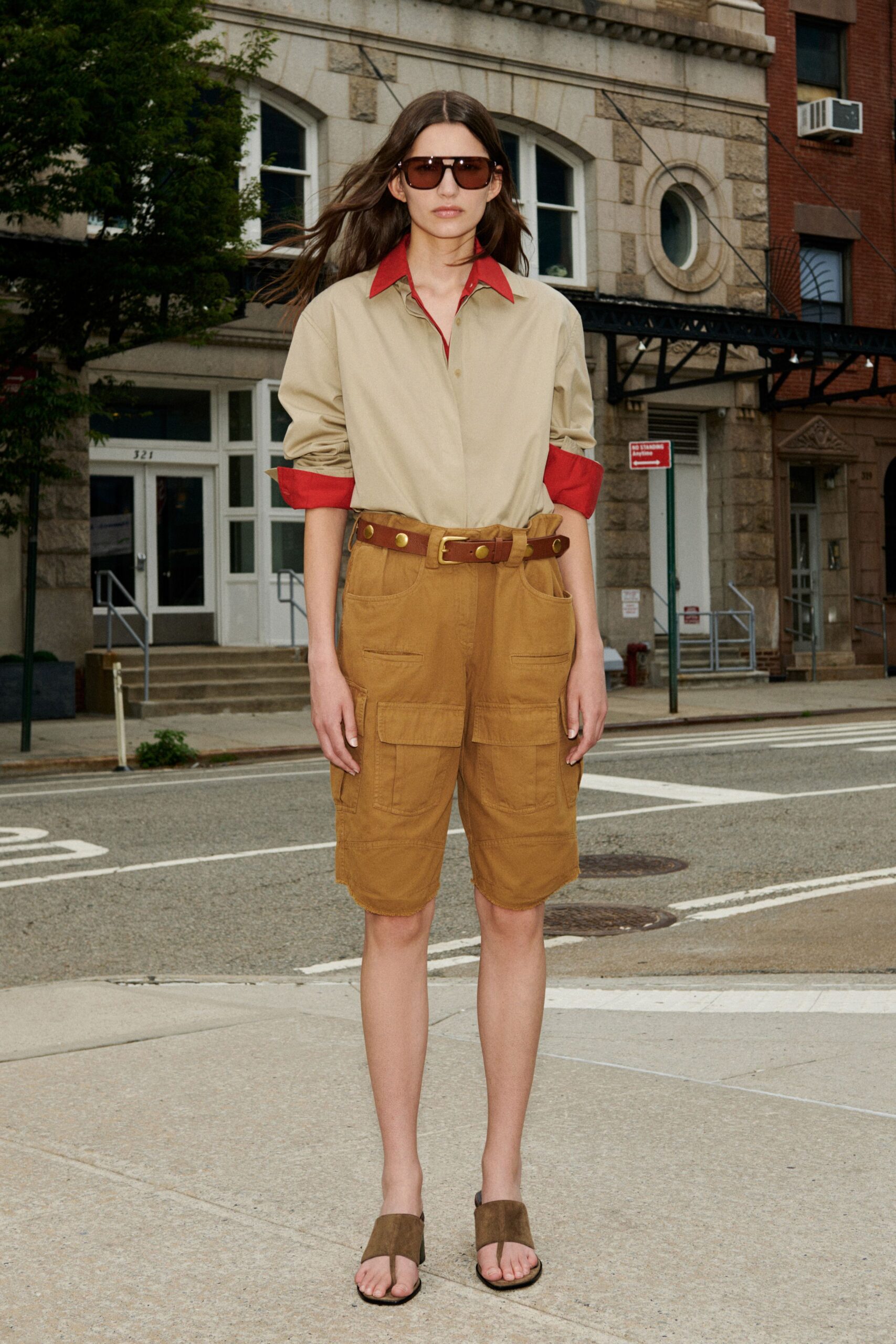 high-waisted cargo bermuda shorts