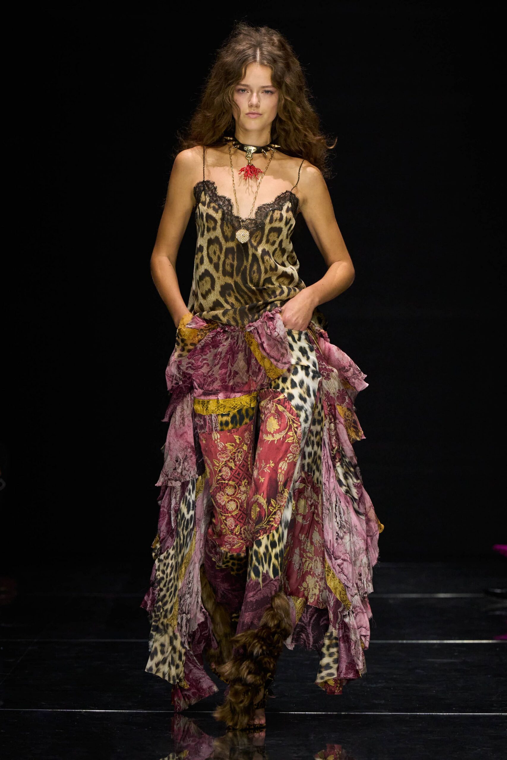 multi chiffon animal-print layered flowing textured maxi skirt