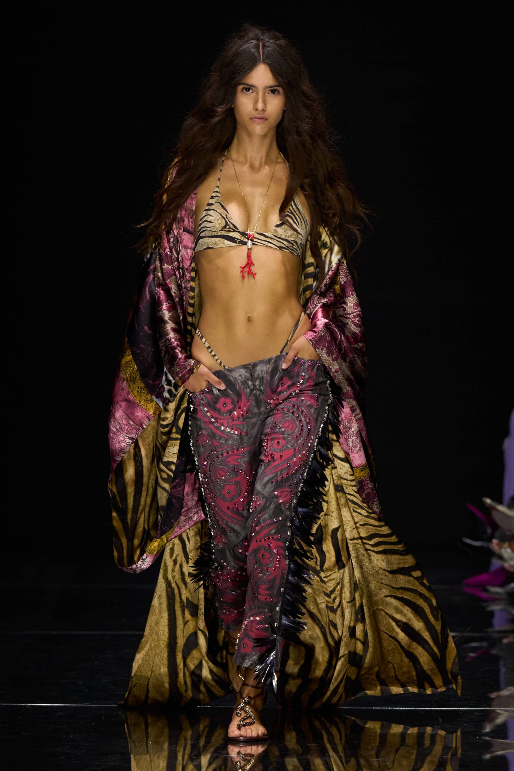 tiger-print silk robe