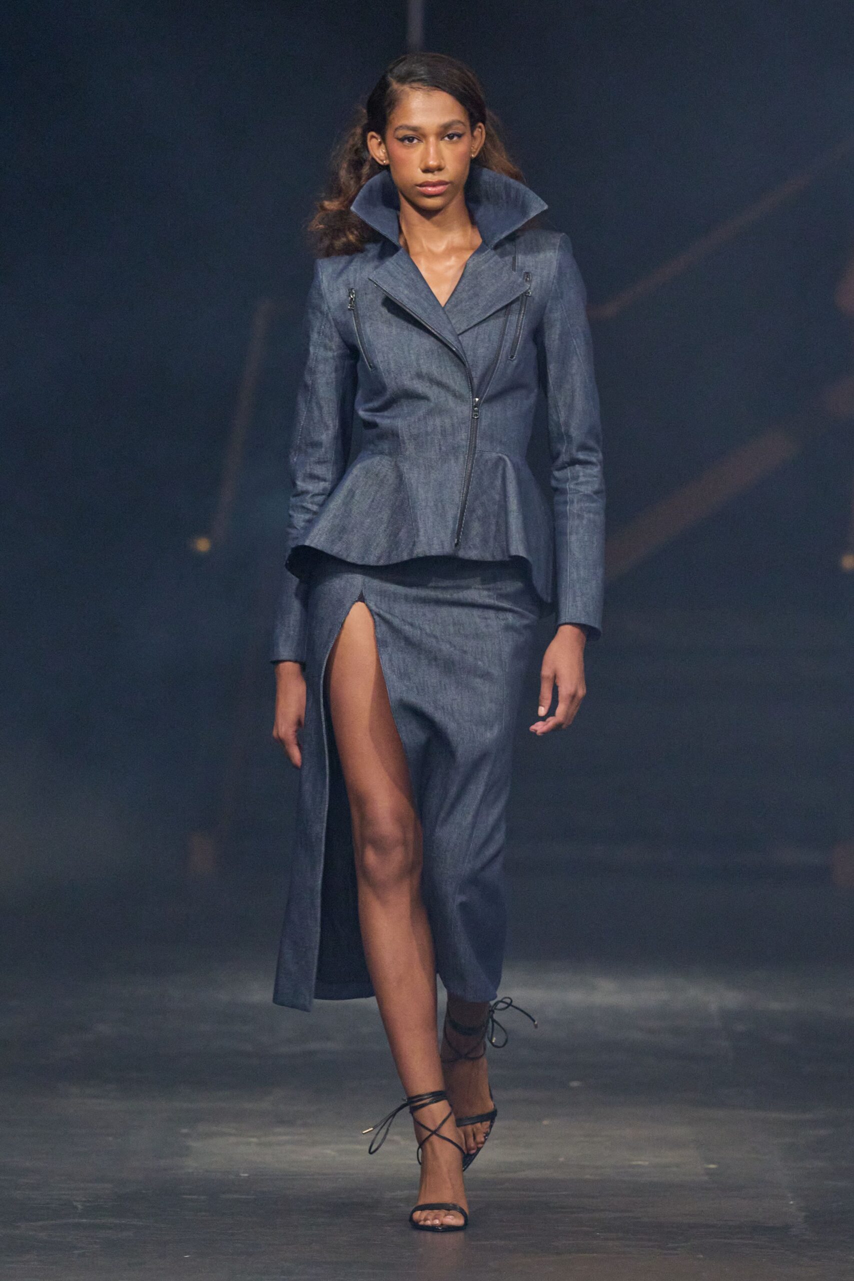 denim peplum moto jacket