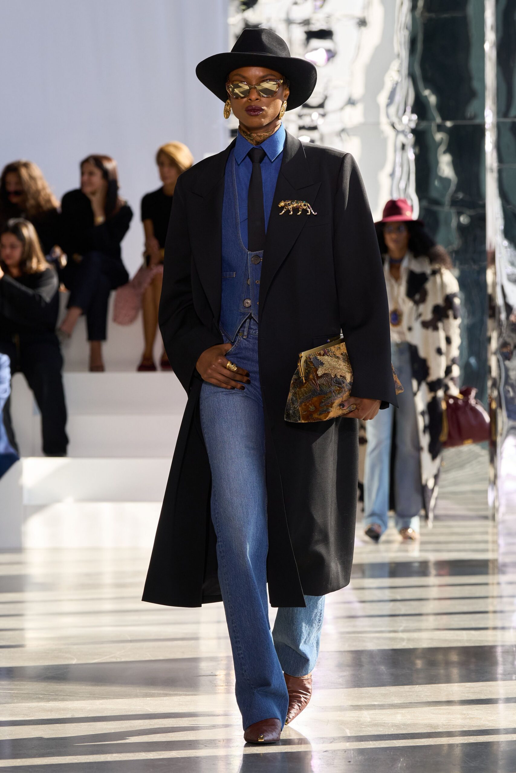 black wool wide-brimmed hat